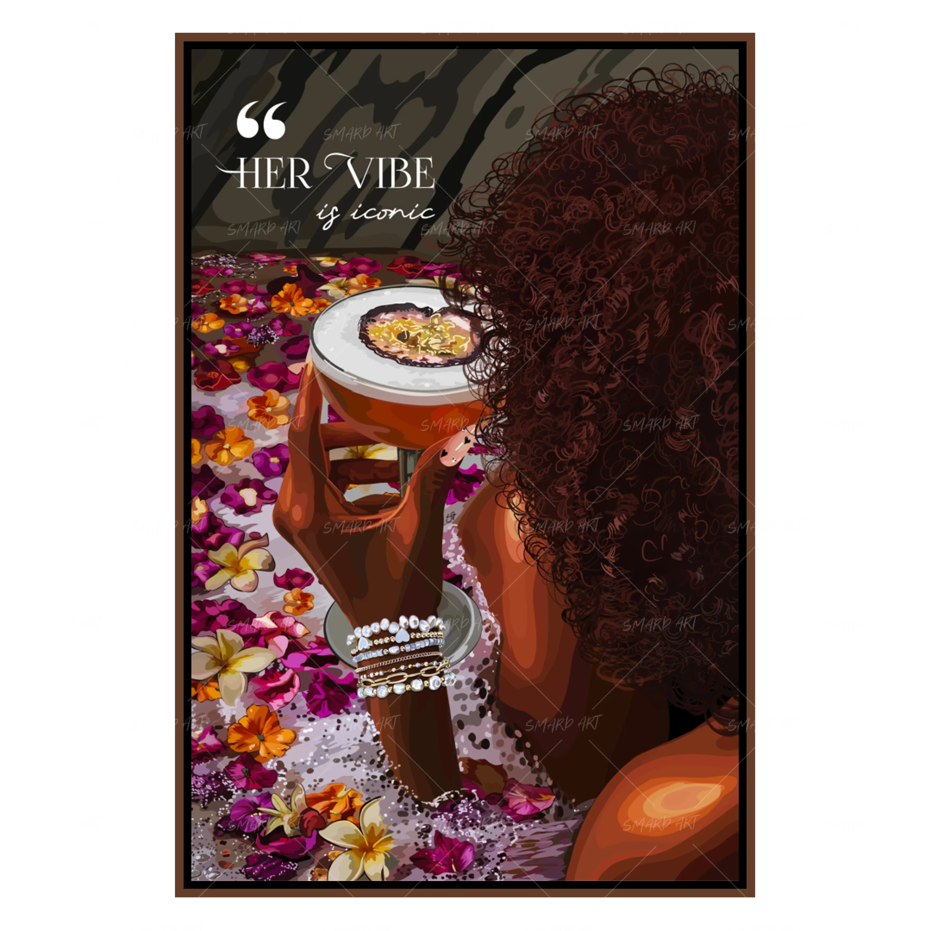 Petal Bath-wall art print featuring decorative artistic design suitable for living rooms, offices, and schools by SmardArt. Elevate your space with Black wall art that speaks to culture, identity, and creativity. At Smard, we celebrate artistry made with melanin, bringing powerful and inspiring designs to life.