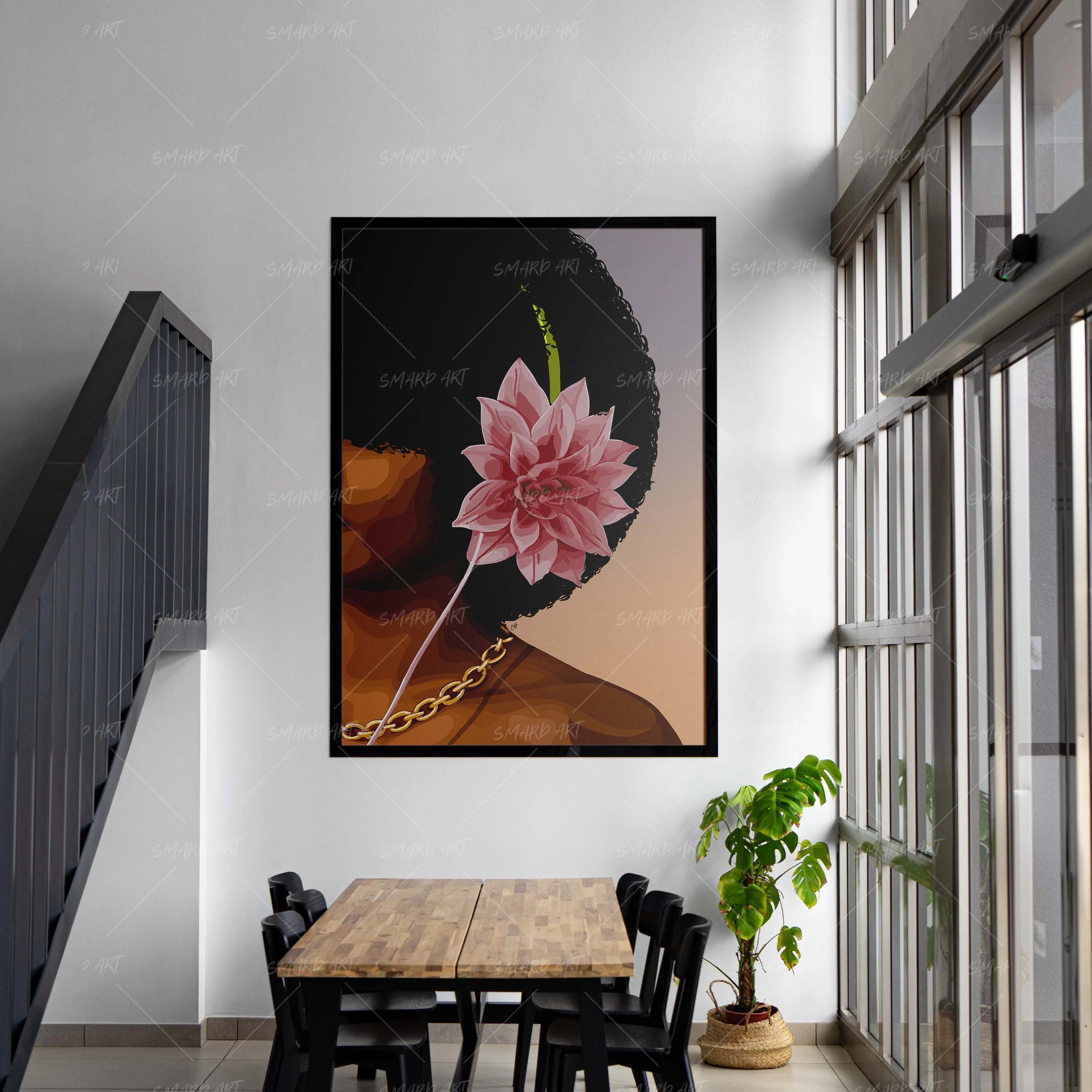 Petal Beats-wall art print featuring decorative artistic design suitable for living rooms, offices, and schools by SmardArt. Elevate your space with Black wall art that speaks to culture, identity, and creativity. At Smard, we celebrate artistry made with melanin, bringing powerful and inspiring designs to life.