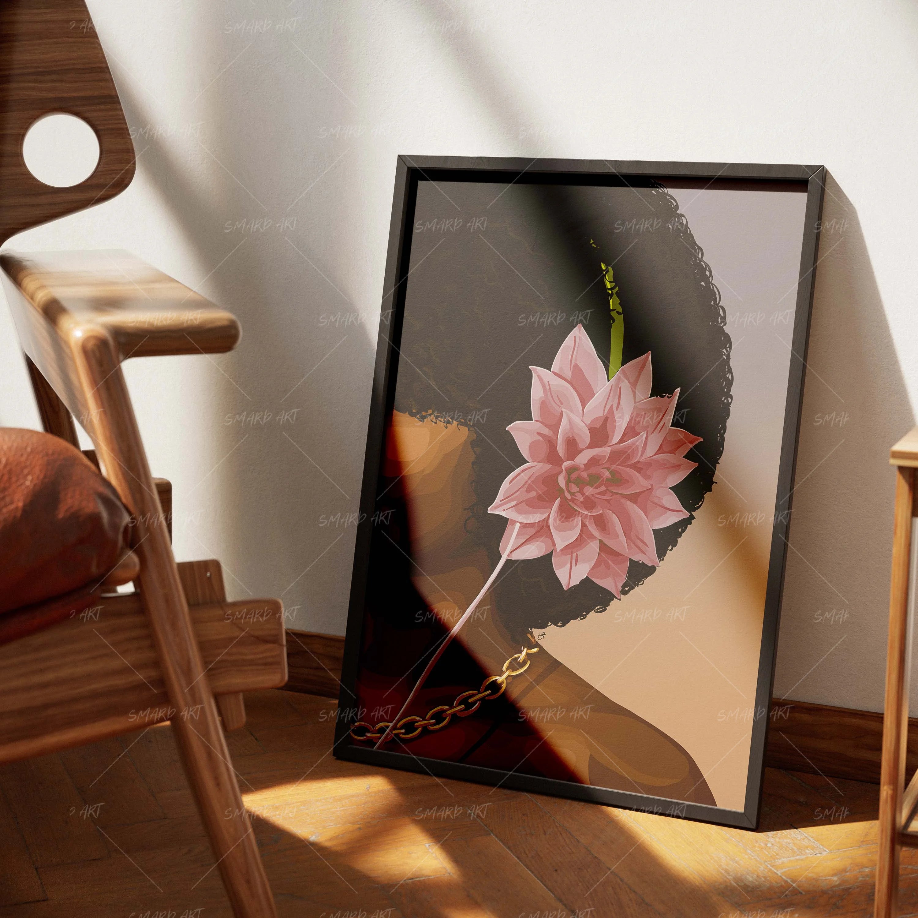 Petal Beats-wall art print featuring decorative artistic design suitable for living rooms, offices, and schools by SmardArt. Elevate your space with Black wall art that speaks to culture, identity, and creativity. At Smard, we celebrate artistry made with melanin, bringing powerful and inspiring designs to life.