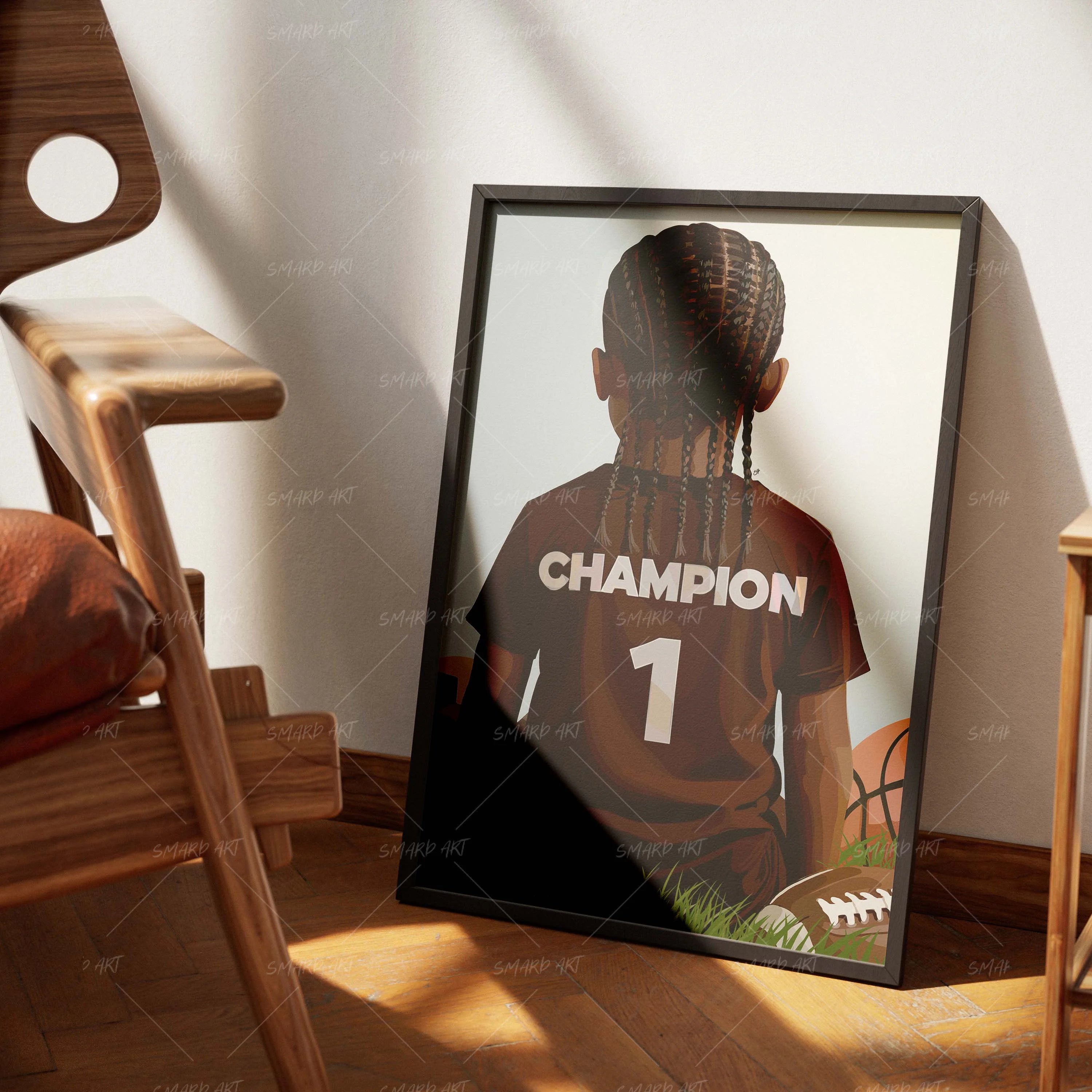 Play Time-wall art print featuring decorative artistic design suitable for living rooms, offices, and schools by SmardArt. Elevate your space with Black wall art that speaks to culture, identity, and creativity. At Smard, we celebrate artistry made with melanin, bringing powerful and inspiring designs to life.