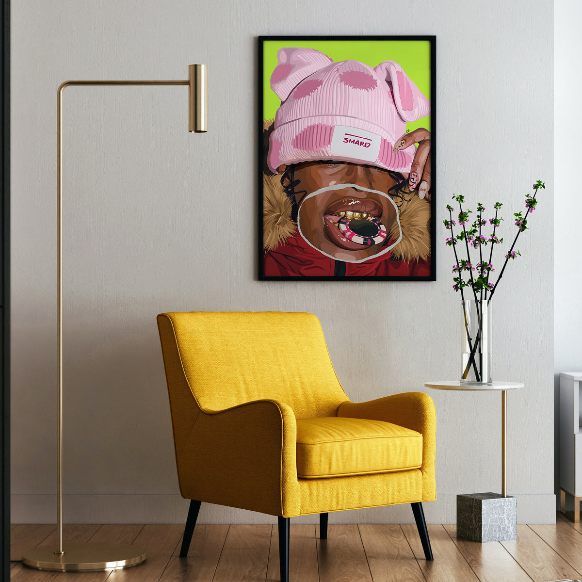 Poker Grillz-wall art print featuring decorative artistic design suitable for living rooms, offices, and schools by SmardArt. Elevate your space with Black wall art that speaks to culture, identity, and creativity. At Smard, we celebrate artistry made with melanin, bringing powerful and inspiring designs to life.