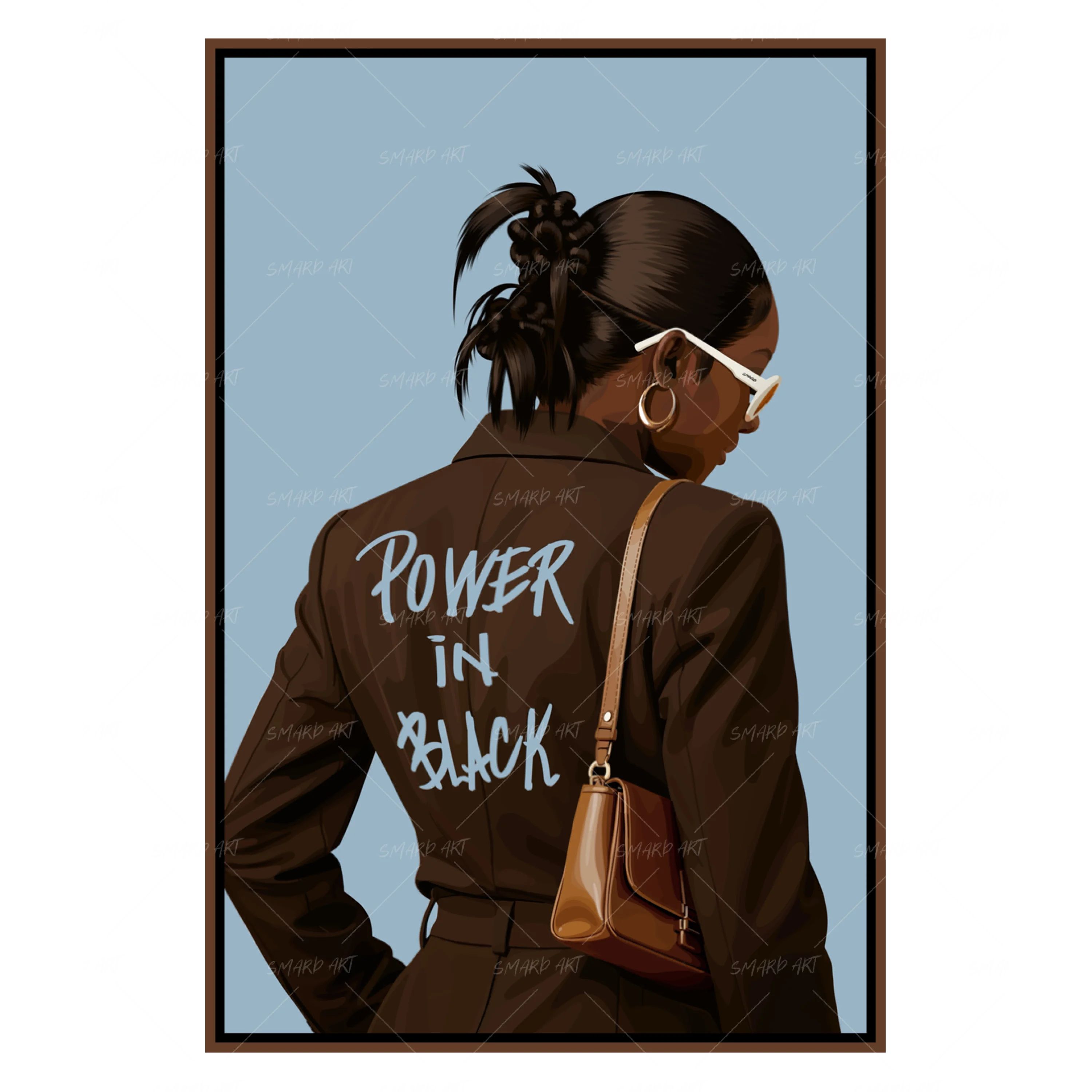Power In Black-wall art print featuring decorative artistic design suitable for living rooms, offices, and schools by SmardArt. Elevate your space with Black wall art that speaks to culture, identity, and creativity. At Smard, we celebrate artistry made with melanin, bringing powerful and inspiring designs to life.