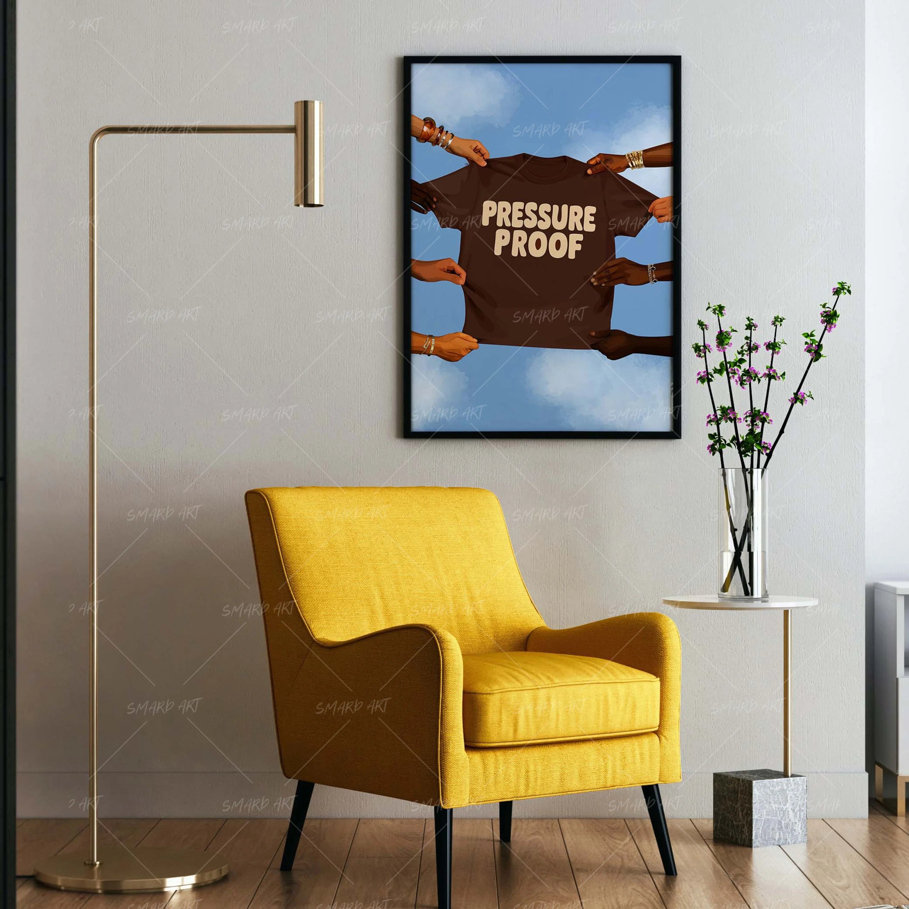 Pressure Proof-wall art print featuring decorative artistic design suitable for living rooms, offices, and schools by SmardArt. Elevate your space with Black wall art that speaks to culture, identity, and creativity. At Smard, we celebrate artistry made with melanin, bringing powerful and inspiring designs to life.