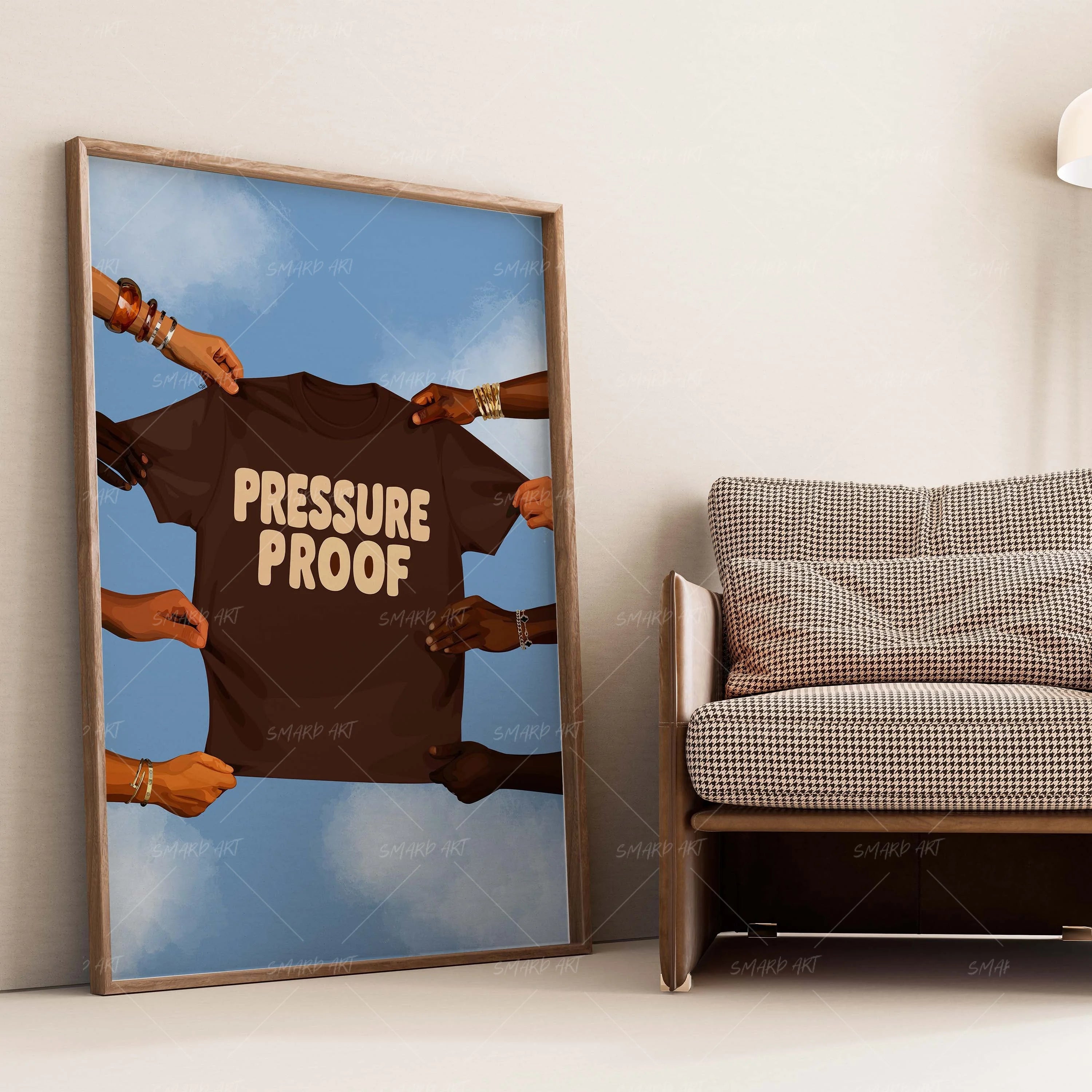 Pressure Proof-wall art print featuring decorative artistic design suitable for living rooms, offices, and schools by SmardArt. Elevate your space with Black wall art that speaks to culture, identity, and creativity. At Smard, we celebrate artistry made with melanin, bringing powerful and inspiring designs to life.
