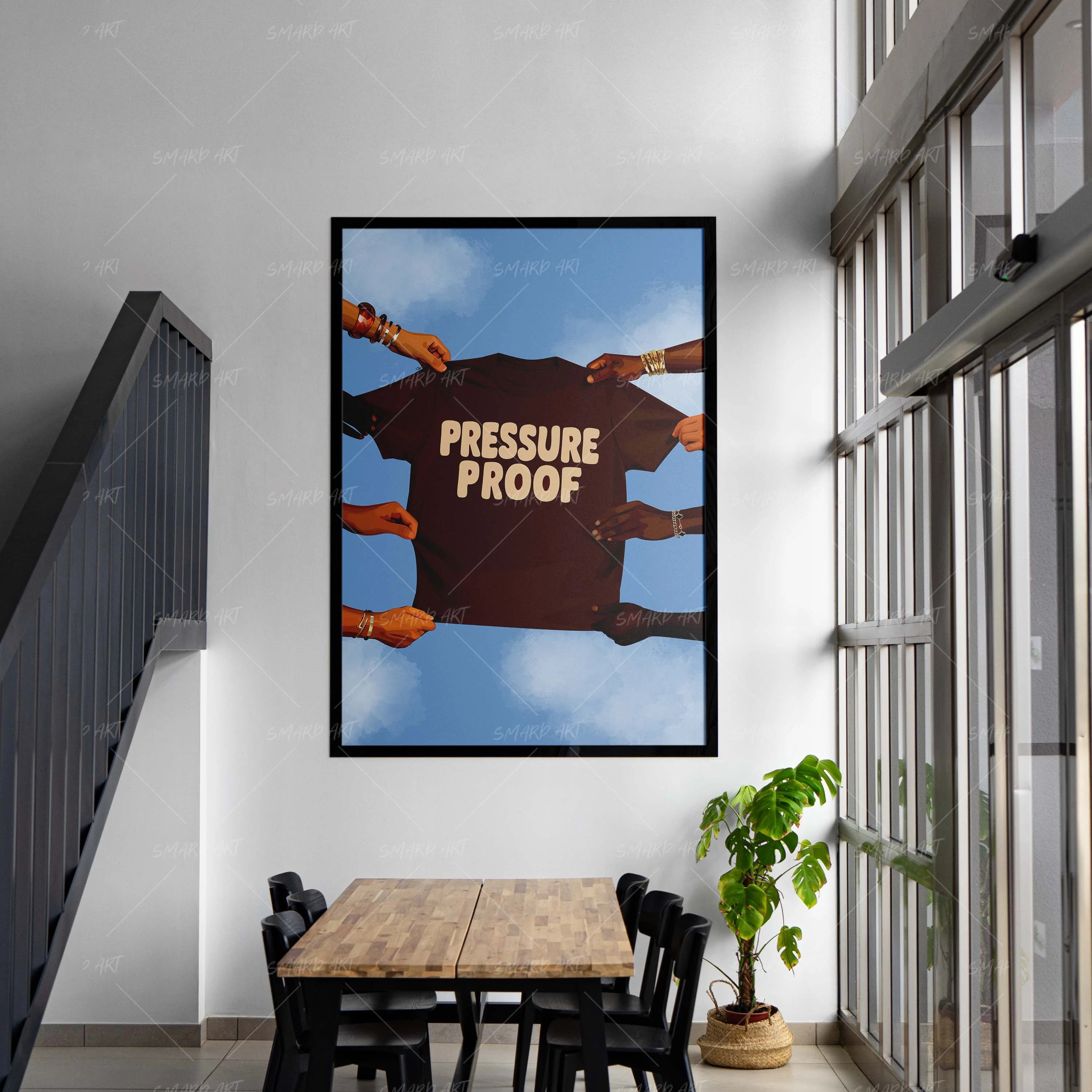 Pressure Proof-wall art print featuring decorative artistic design suitable for living rooms, offices, and schools by SmardArt. Elevate your space with Black wall art that speaks to culture, identity, and creativity. At Smard, we celebrate artistry made with melanin, bringing powerful and inspiring designs to life.