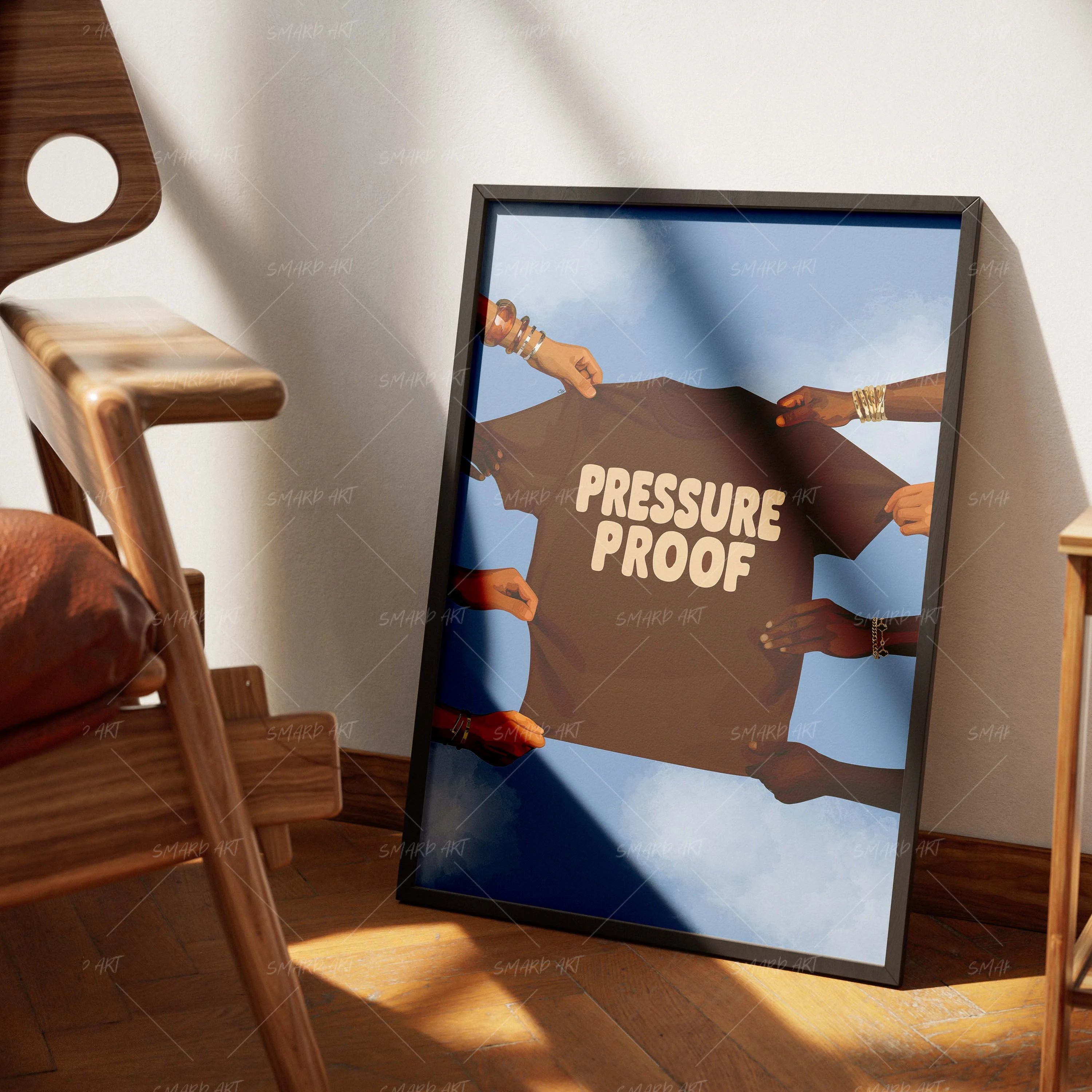 Pressure Proof-wall art print featuring decorative artistic design suitable for living rooms, offices, and schools by SmardArt. Elevate your space with Black wall art that speaks to culture, identity, and creativity. At Smard, we celebrate artistry made with melanin, bringing powerful and inspiring designs to life.