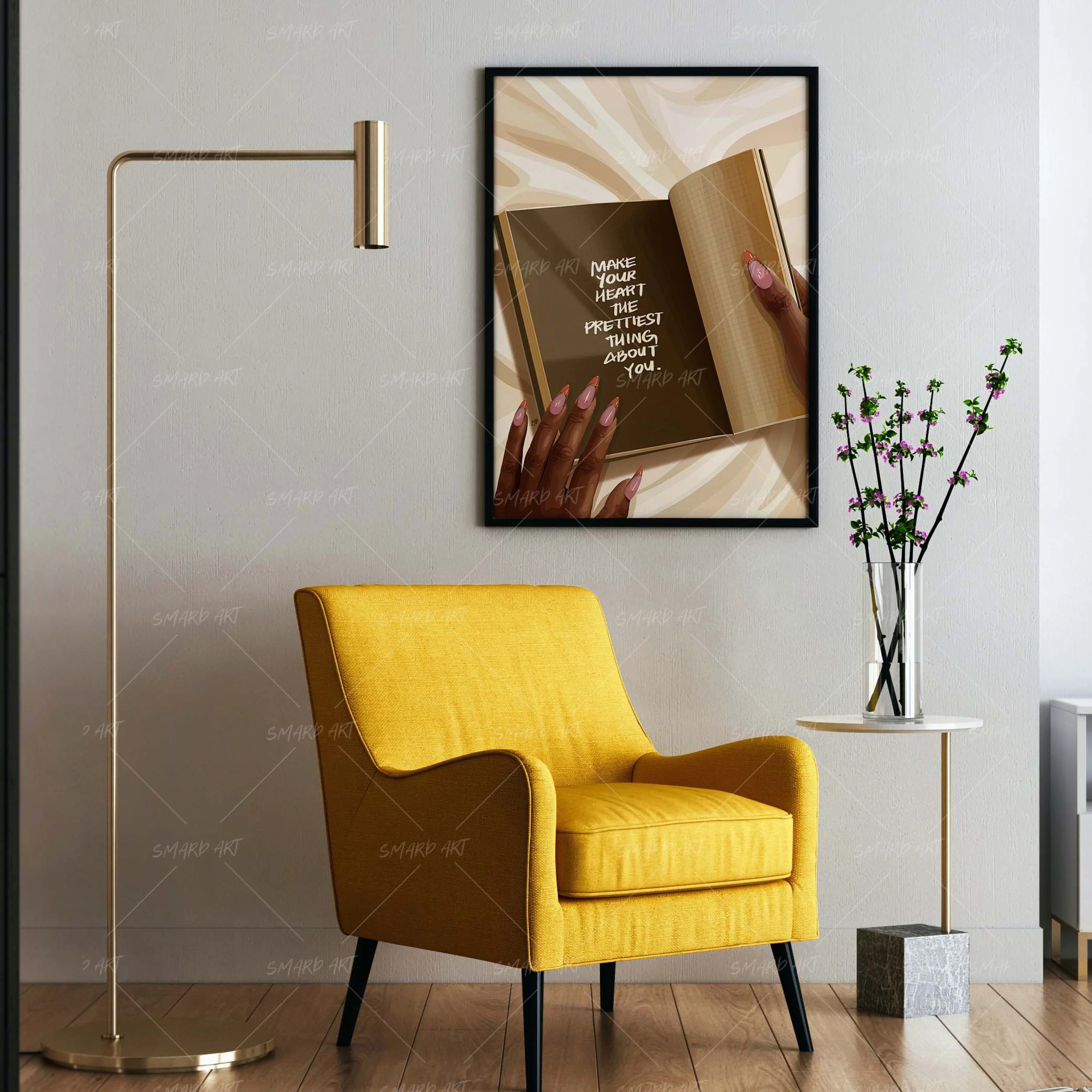 Pretty Heart-wall art print featuring decorative artistic design suitable for living rooms, offices, and schools by SmardArt. Elevate your space with Black wall art that speaks to culture, identity, and creativity. At Smard, we celebrate artistry made with melanin, bringing powerful and inspiring designs to life.