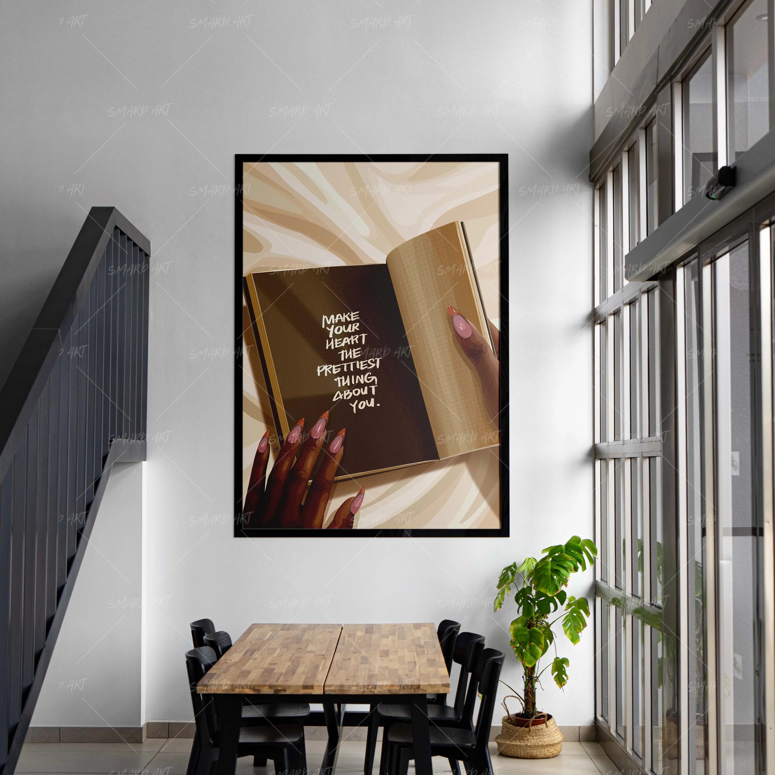 Pretty Heart-wall art print featuring decorative artistic design suitable for living rooms, offices, and schools by SmardArt. Elevate your space with Black wall art that speaks to culture, identity, and creativity. At Smard, we celebrate artistry made with melanin, bringing powerful and inspiring designs to life.