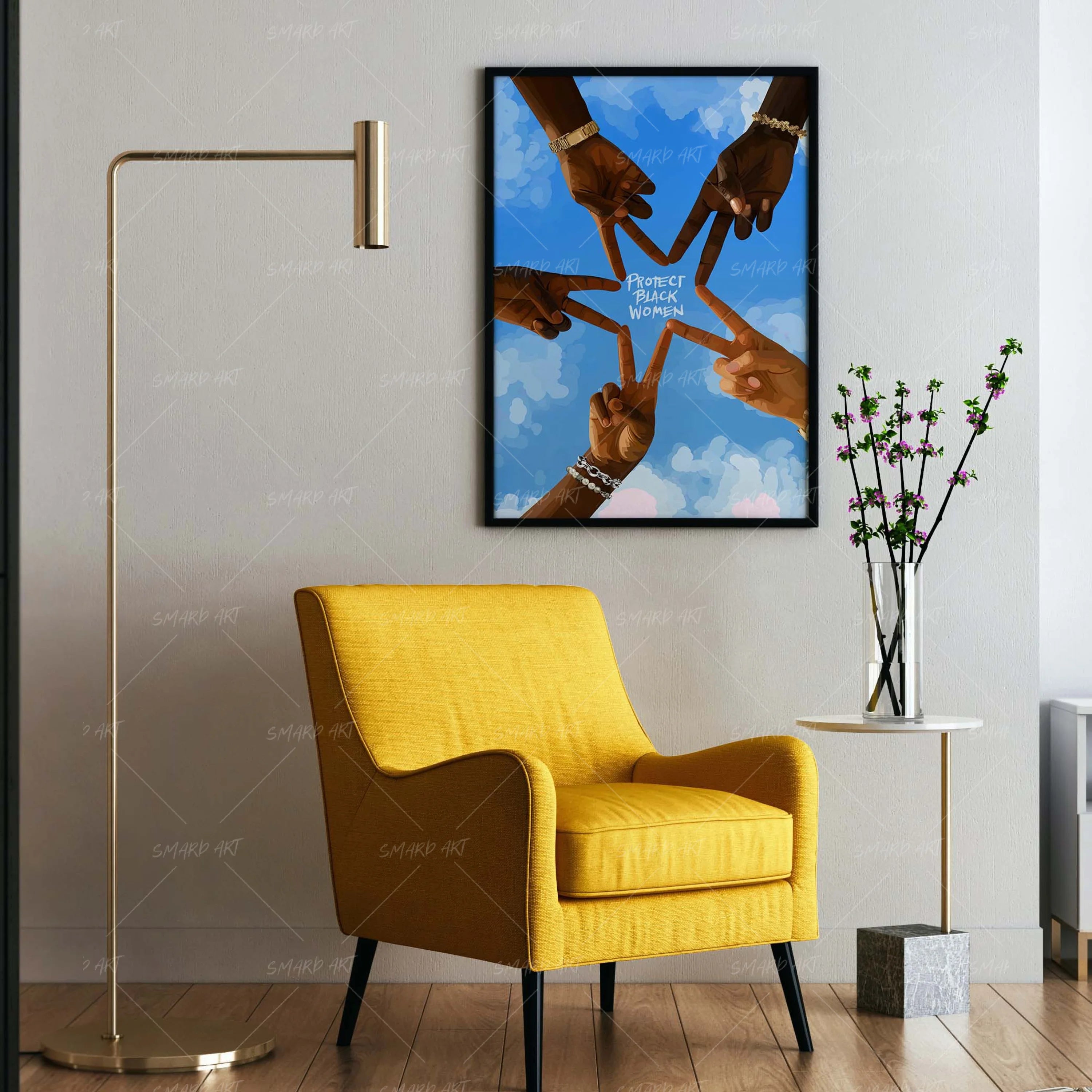 Protect Them-wall art print featuring decorative artistic design suitable for living rooms, offices, and schools by SmardArt. Elevate your space with Black wall art that speaks to culture, identity, and creativity. At Smard, we celebrate artistry made with melanin, bringing powerful and inspiring designs to life.