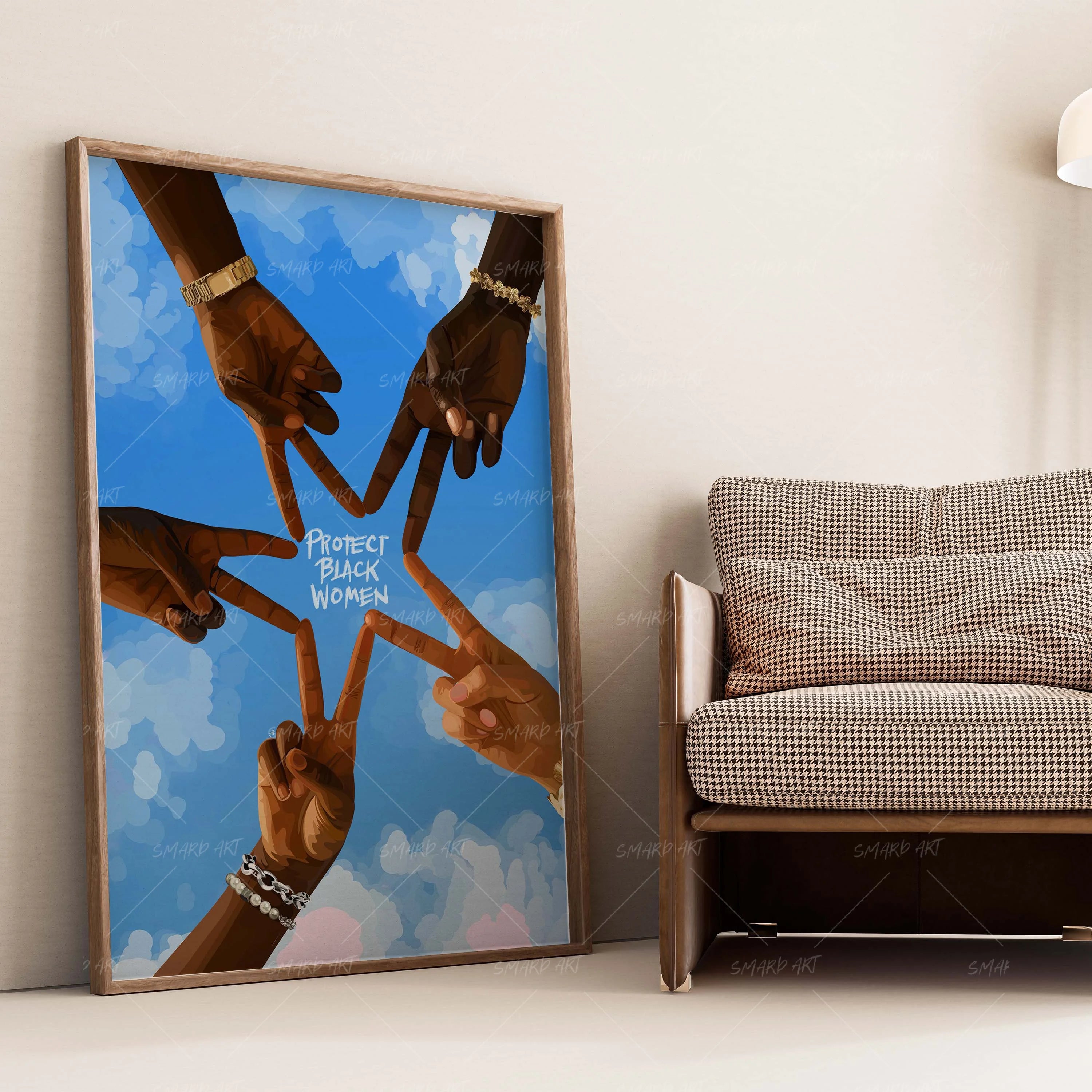 Protect Them-wall art print featuring decorative artistic design suitable for living rooms, offices, and schools by SmardArt. Elevate your space with Black wall art that speaks to culture, identity, and creativity. At Smard, we celebrate artistry made with melanin, bringing powerful and inspiring designs to life.