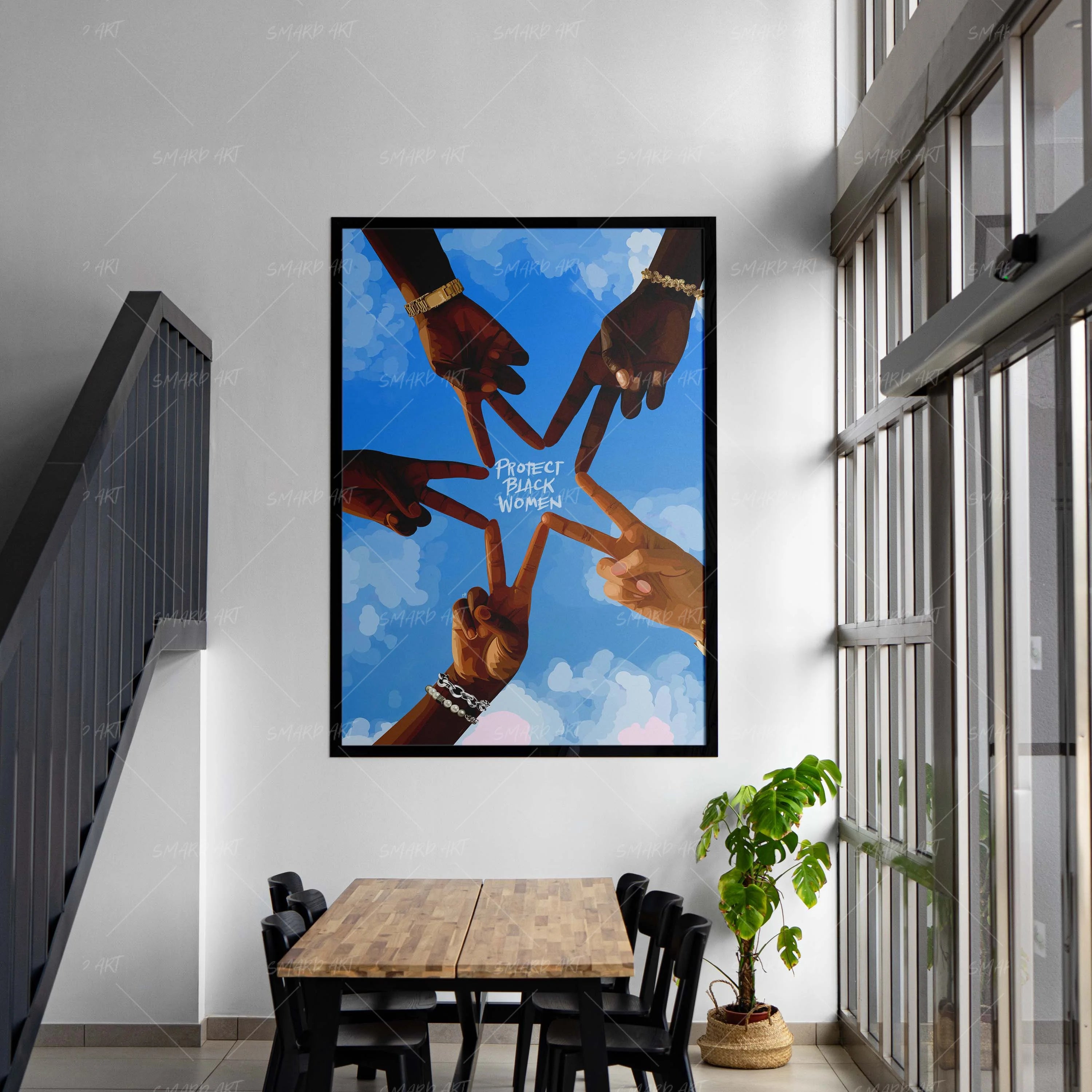Protect Them-wall art print featuring decorative artistic design suitable for living rooms, offices, and schools by SmardArt. Elevate your space with Black wall art that speaks to culture, identity, and creativity. At Smard, we celebrate artistry made with melanin, bringing powerful and inspiring designs to life.