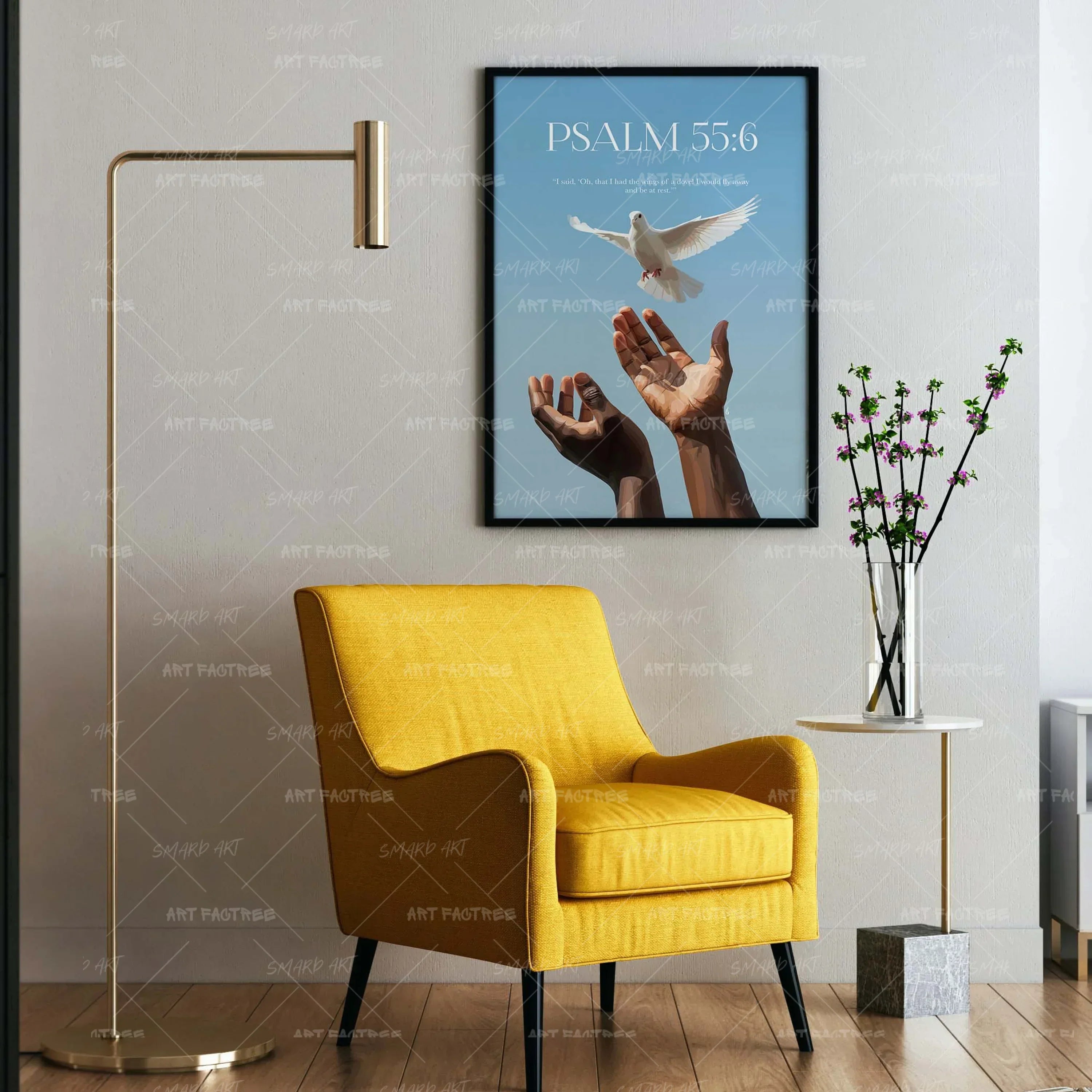 Psalm 55:6-wall art print featuring decorative artistic design suitable for living rooms, offices, and schools by SmardArt. Elevate your space with Black wall art that speaks to culture, identity, and creativity. At Smard, we celebrate artistry made with melanin, bringing powerful and inspiring designs to life.