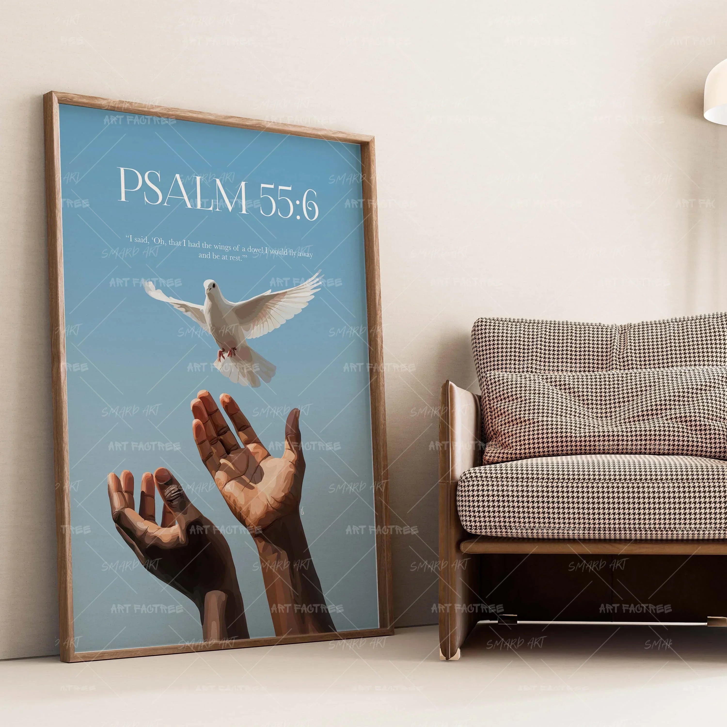 Psalm 55:6-wall art print featuring decorative artistic design suitable for living rooms, offices, and schools by SmardArt. Elevate your space with Black wall art that speaks to culture, identity, and creativity. At Smard, we celebrate artistry made with melanin, bringing powerful and inspiring designs to life.