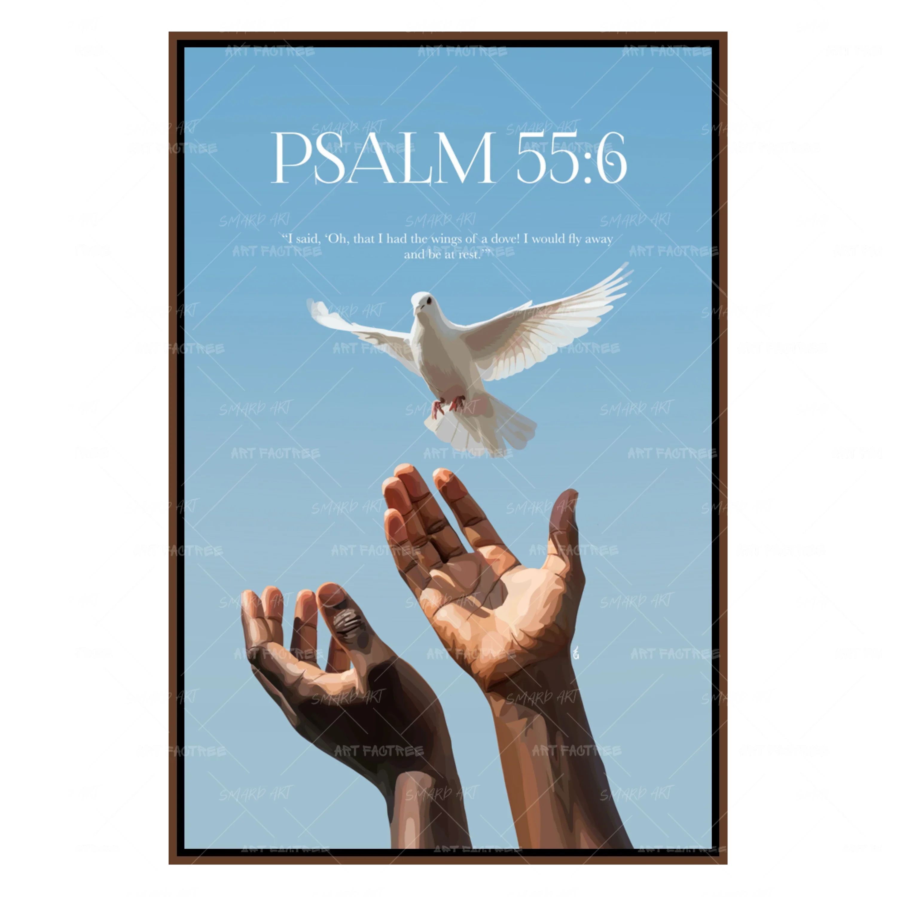 Psalm 55:6-wall art print featuring decorative artistic design suitable for living rooms, offices, and schools by SmardArt. Elevate your space with Black wall art that speaks to culture, identity, and creativity. At Smard, we celebrate artistry made with melanin, bringing powerful and inspiring designs to life.