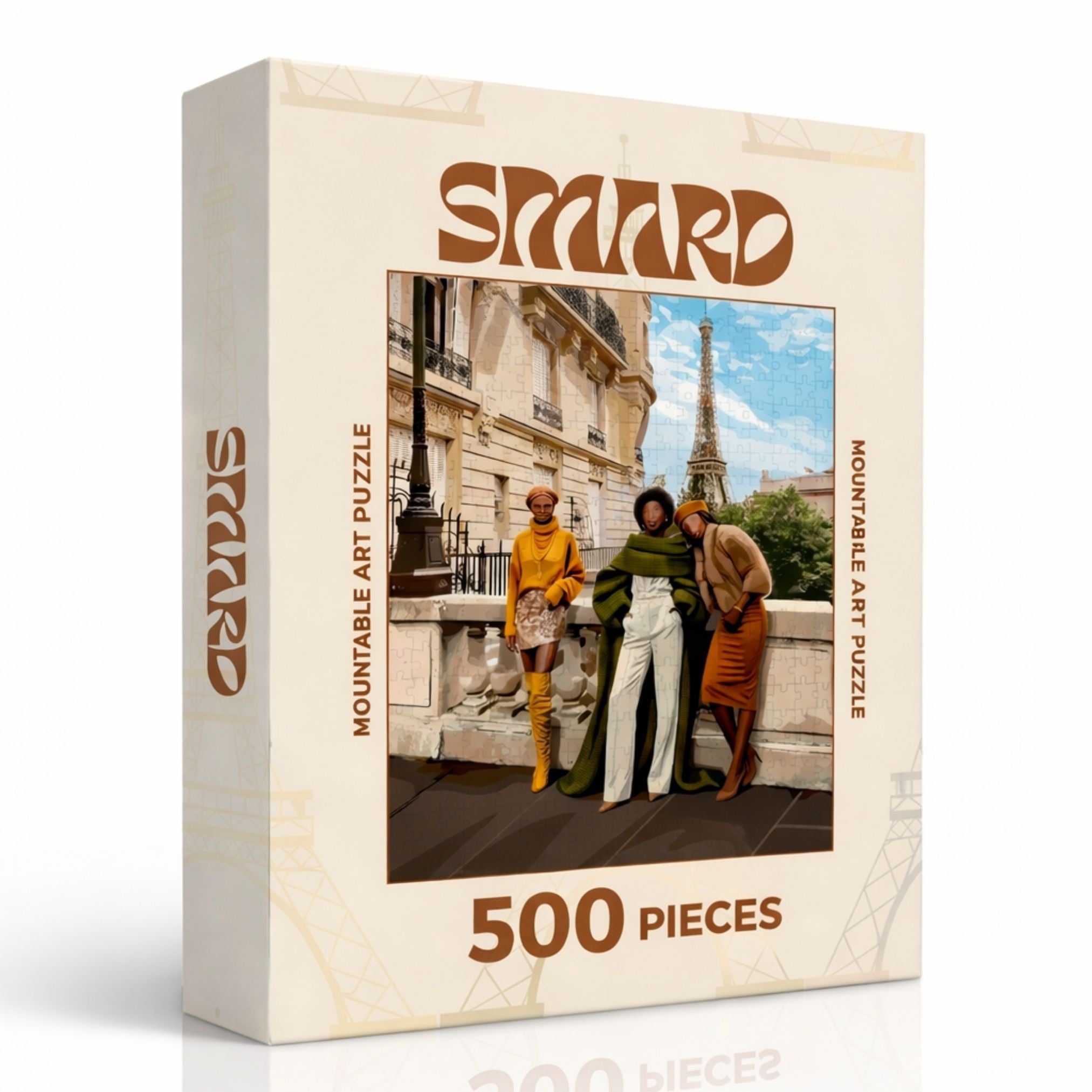 Paris Puzzle-wall art print featuring decorative artistic design suitable for living rooms, offices, and schools by SmardArt. Elevate your space with Black wall art that speaks to culture, identity, and creativity. At Smard, we celebrate artistry made with melanin, bringing powerful and inspiring designs to life.