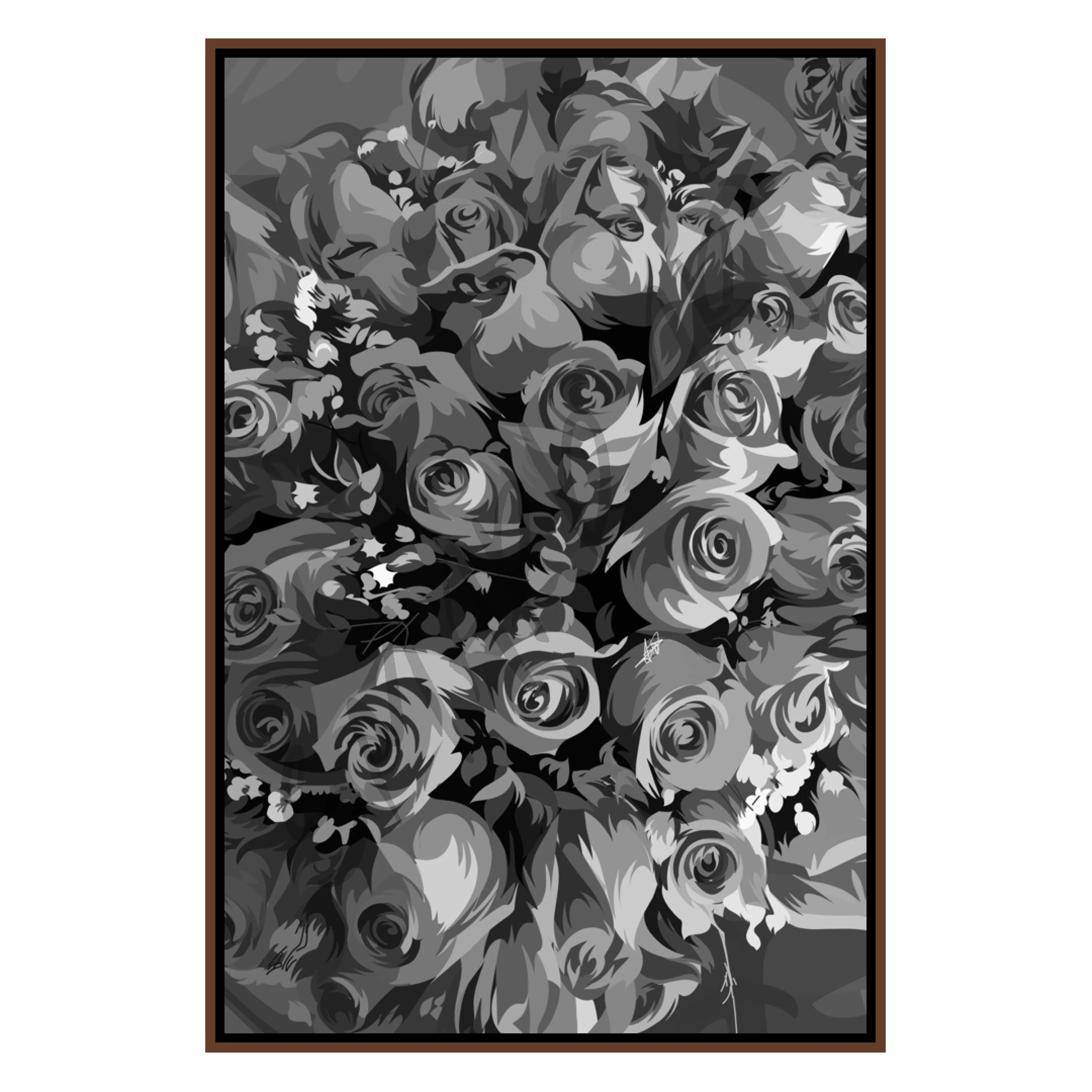 Pink Roses B&W