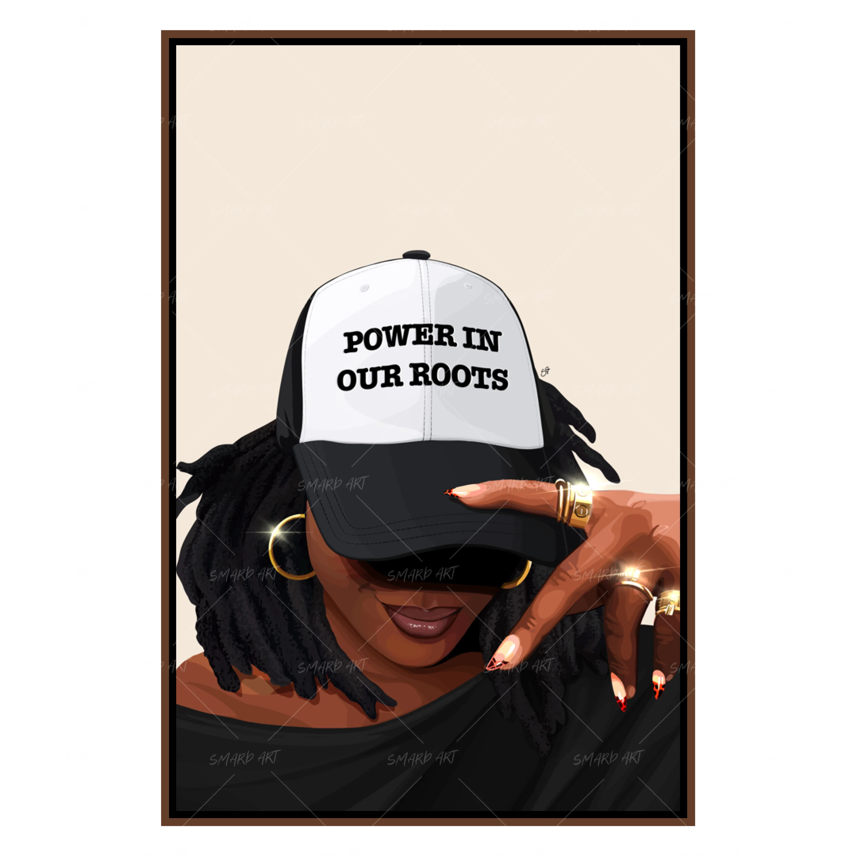 Power In Our Roots-wall art print featuring decorative artistic design suitable for living rooms, offices, and schools by SmardArt. Elevate your space with Black wall art that speaks to culture, identity, and creativity. At Smard, we celebrate artistry made with melanin, bringing powerful and inspiring designs to life.