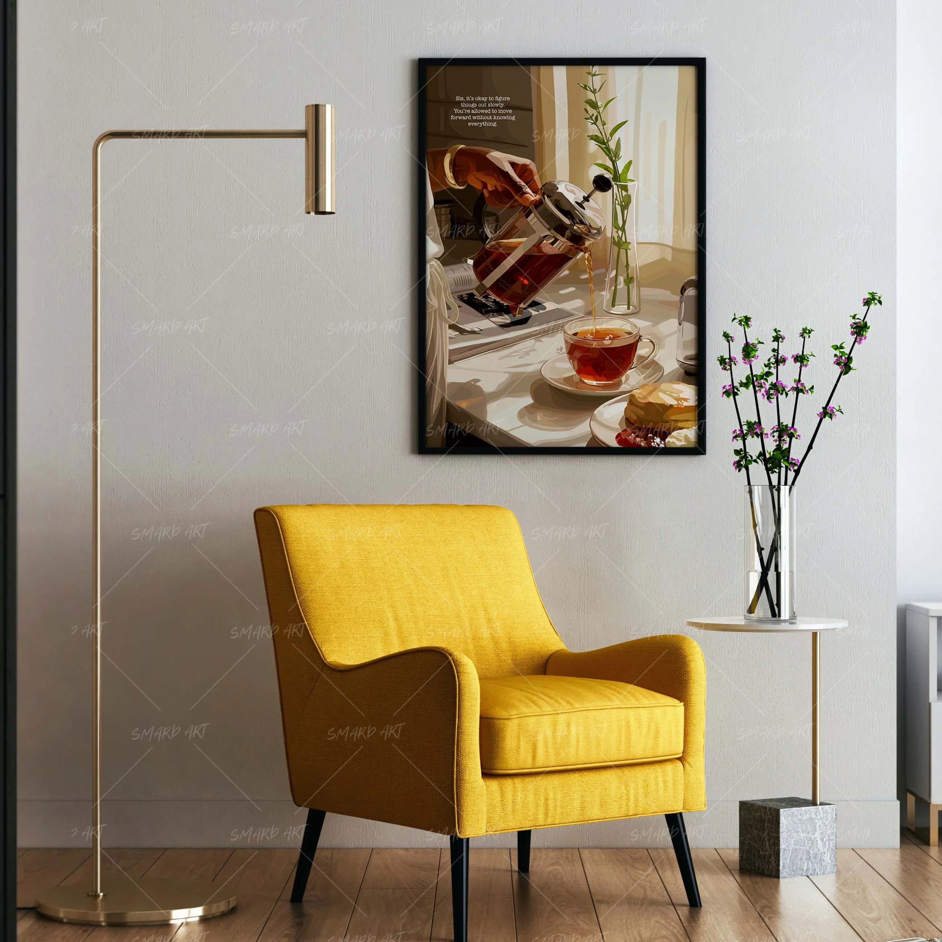 Prends ton temps-wall art print featuring decorative artistic design suitable for living rooms, offices, and schools by SmardArt. Elevate your space with Black wall art that speaks to culture, identity, and creativity. At Smard, we celebrate artistry made with melanin, bringing powerful and inspiring designs to life.