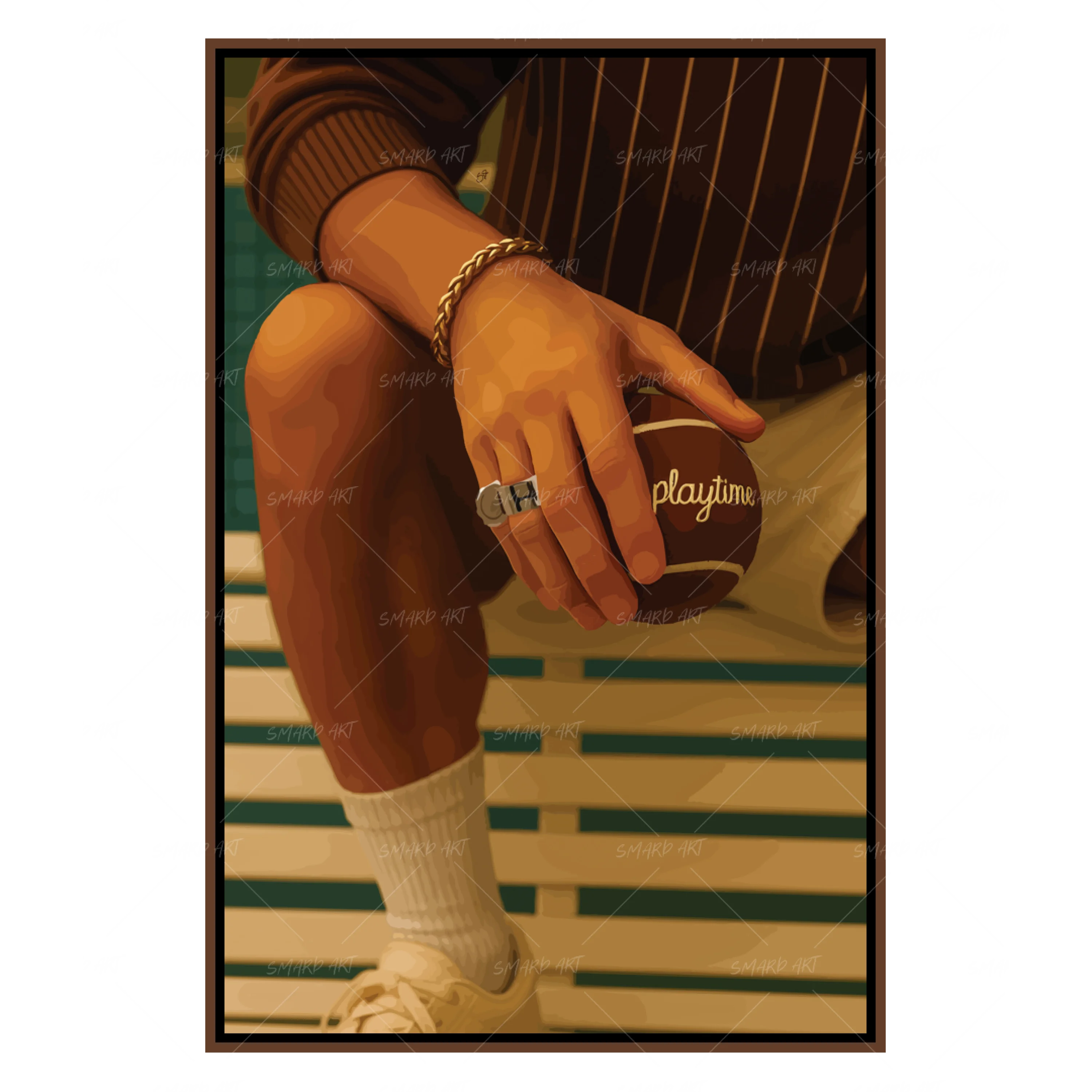 Racket Ready-wall art print featuring decorative artistic design suitable for living rooms, offices, and schools by SmardArt. Elevate your space with Black wall art that speaks to culture, identity, and creativity. At Smard, we celebrate artistry made with melanin, bringing powerful and inspiring designs to life.