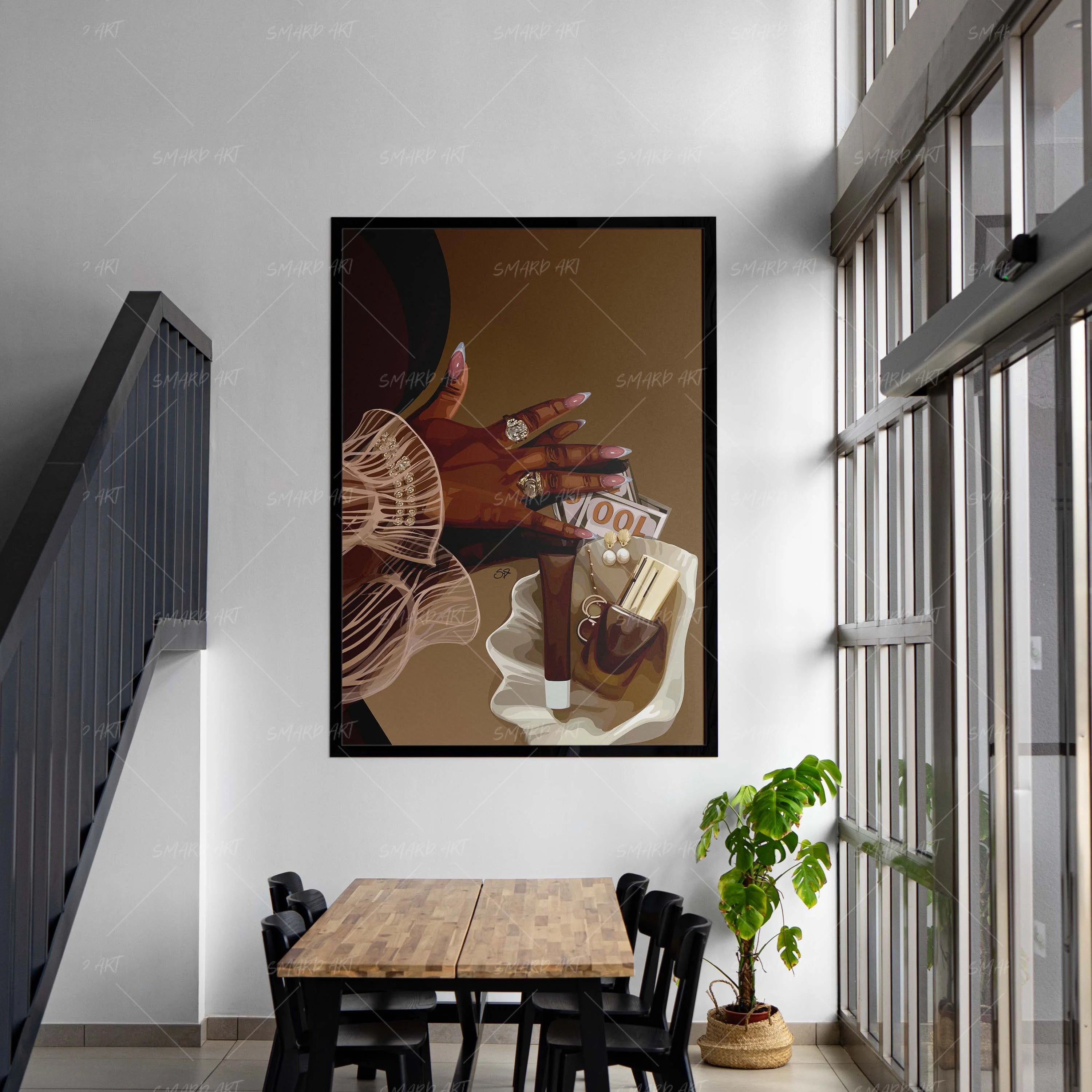 Reaching In-wall art print featuring decorative artistic design suitable for living rooms, offices, and schools by SmardArt. Elevate your space with Black wall art that speaks to culture, identity, and creativity. At Smard, we celebrate artistry made with melanin, bringing powerful and inspiring designs to life.