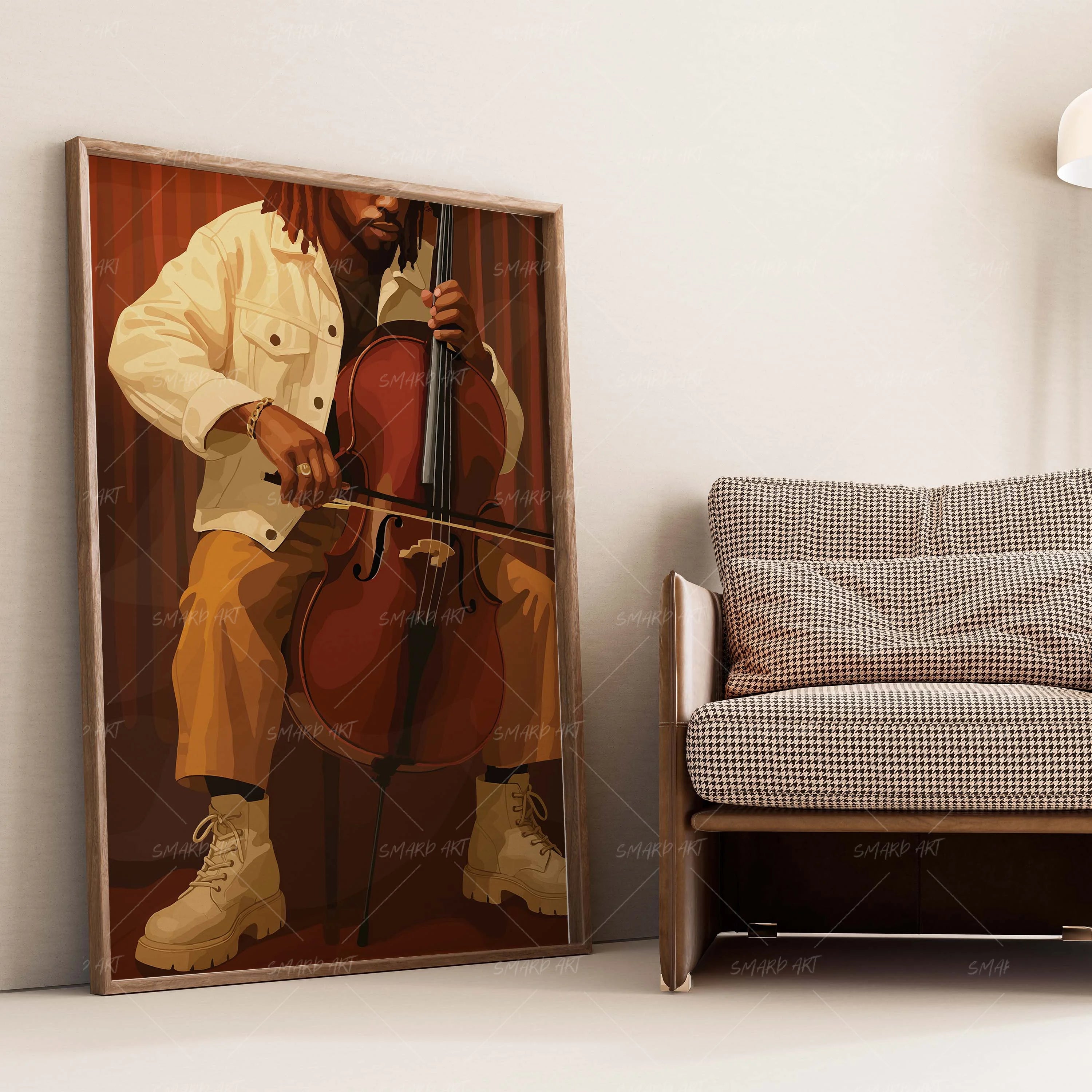 Resonant Thread-wall art print featuring decorative artistic design suitable for living rooms, offices, and schools by SmardArt. Elevate your space with Black wall art that speaks to culture, identity, and creativity. At Smard, we celebrate artistry made with melanin, bringing powerful and inspiring designs to life.