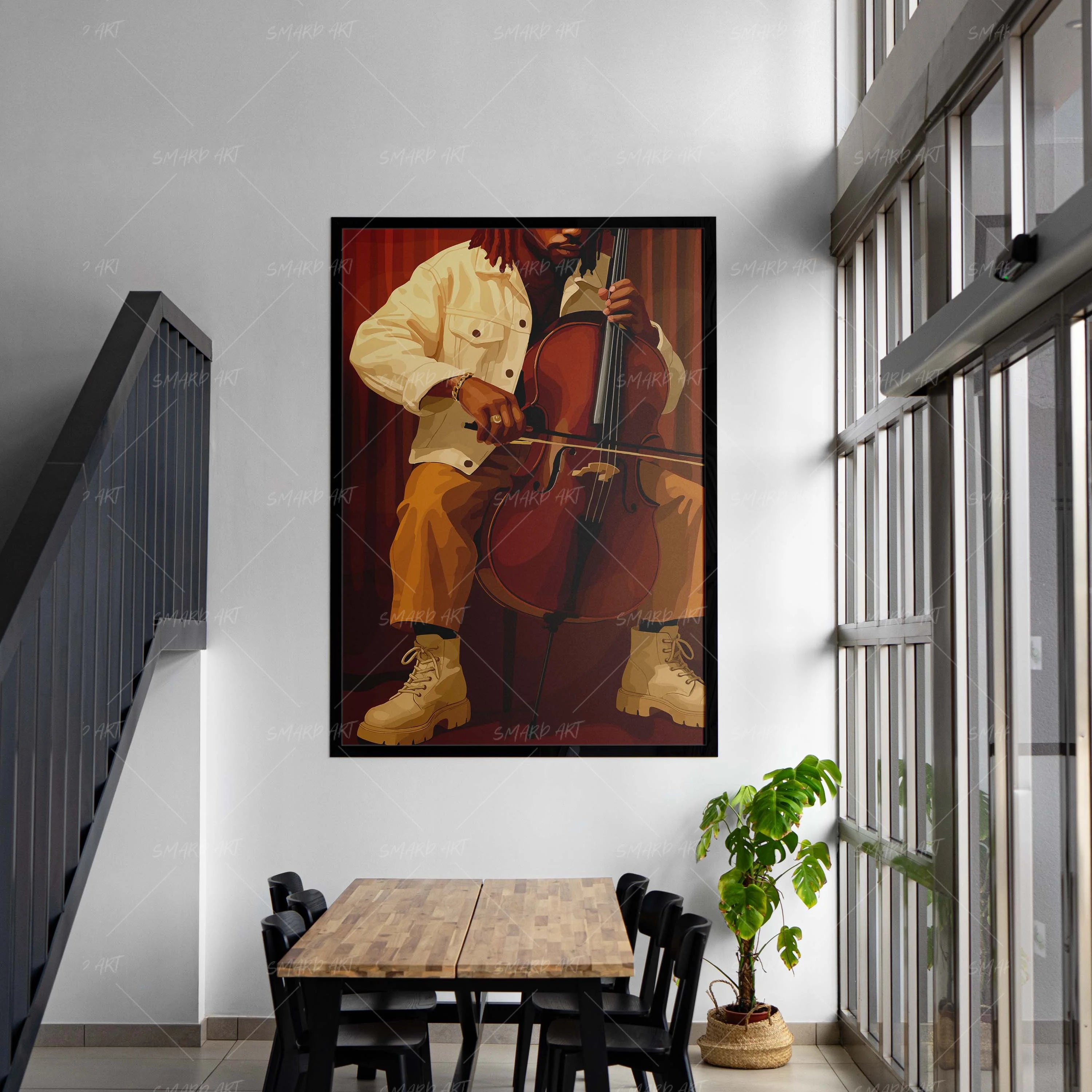 Resonant Thread-wall art print featuring decorative artistic design suitable for living rooms, offices, and schools by SmardArt. Elevate your space with Black wall art that speaks to culture, identity, and creativity. At Smard, we celebrate artistry made with melanin, bringing powerful and inspiring designs to life.