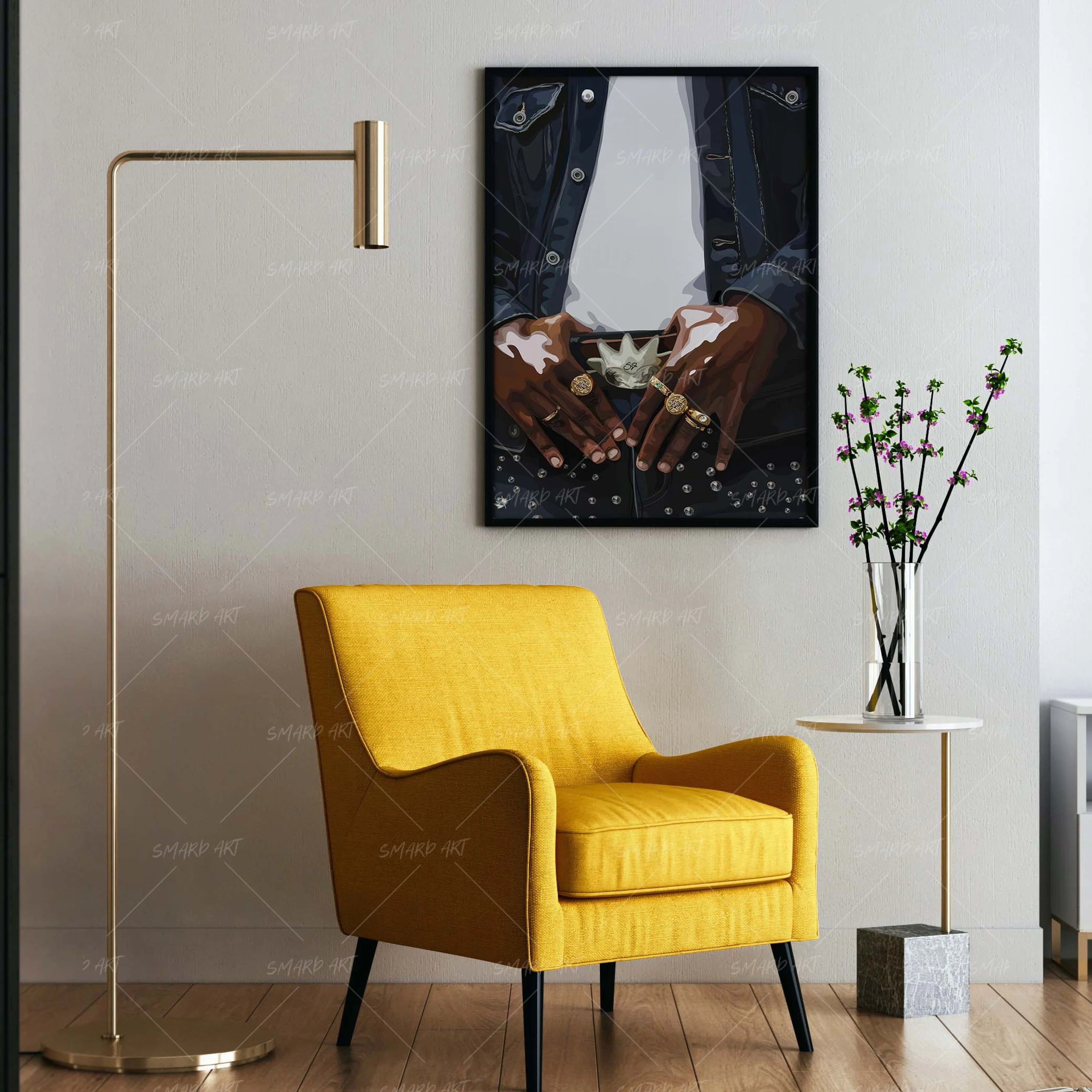 Rocked Out-wall art print featuring decorative artistic design suitable for living rooms, offices, and schools by SmardArt. Elevate your space with Black wall art that speaks to culture, identity, and creativity. At Smard, we celebrate artistry made with melanin, bringing powerful and inspiring designs to life.