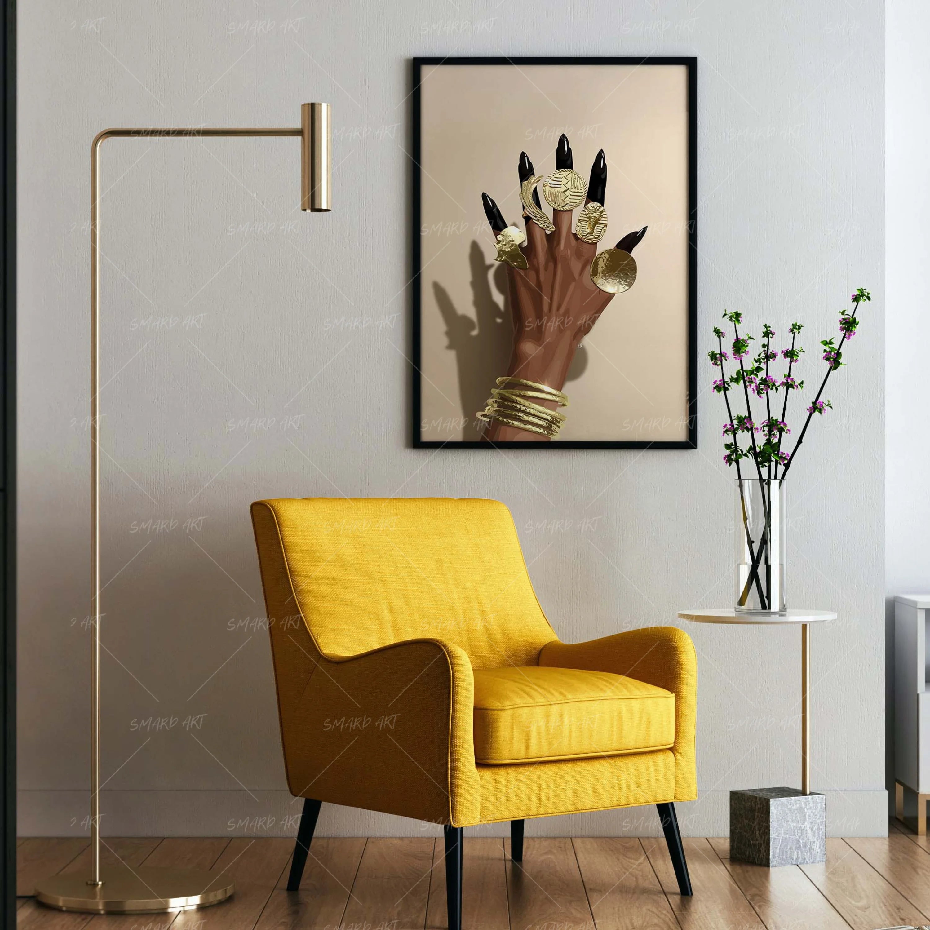 Rooted Shine-wall art print featuring decorative artistic design suitable for living rooms, offices, and schools by SmardArt. Elevate your space with Black wall art that speaks to culture, identity, and creativity. At Smard, we celebrate artistry made with melanin, bringing powerful and inspiring designs to life.