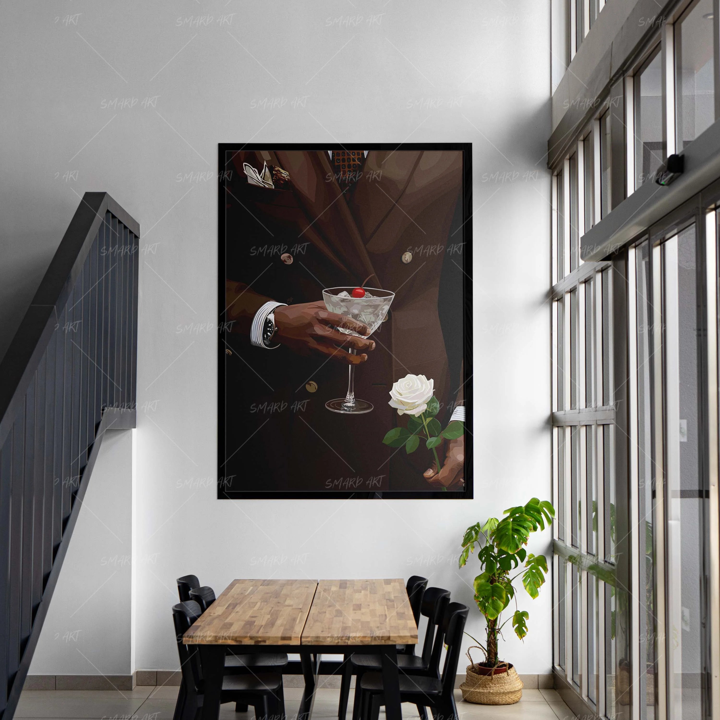 Rose & Cherry-wall art print featuring decorative artistic design suitable for living rooms, offices, and schools by SmardArt. Elevate your space with Black wall art that speaks to culture, identity, and creativity. At Smard, we celebrate artistry made with melanin, bringing powerful and inspiring designs to life.