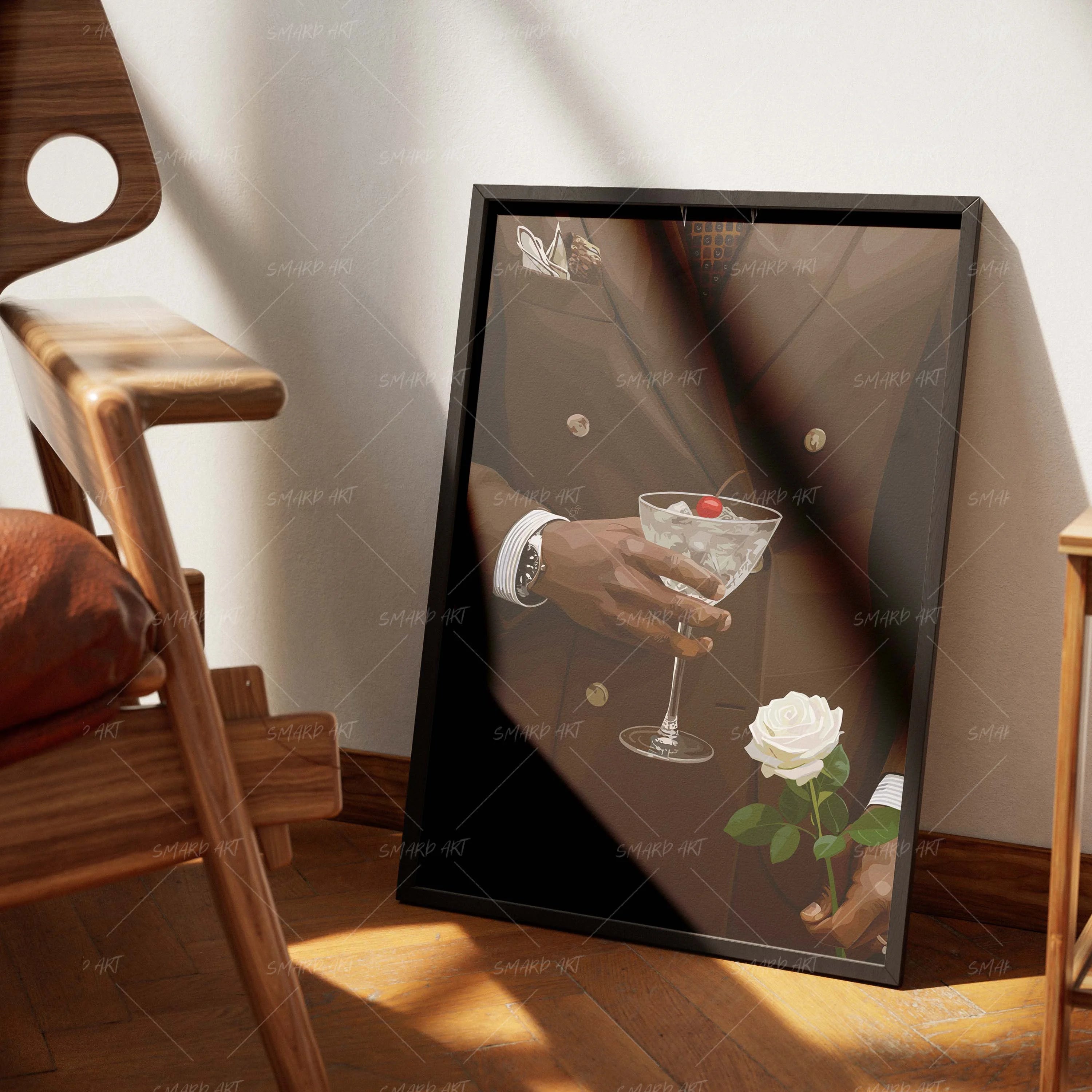 Rose & Cherry-wall art print featuring decorative artistic design suitable for living rooms, offices, and schools by SmardArt. Elevate your space with Black wall art that speaks to culture, identity, and creativity. At Smard, we celebrate artistry made with melanin, bringing powerful and inspiring designs to life.