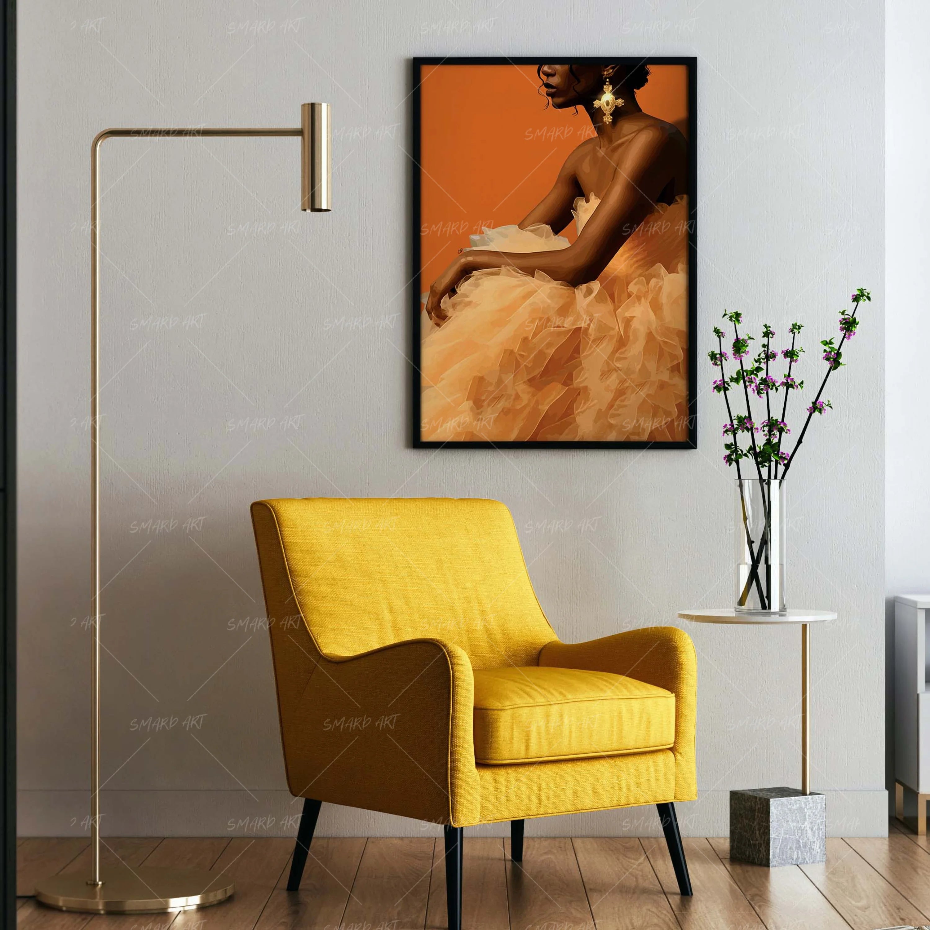 Ruffle Mode-wall art print featuring decorative artistic design suitable for living rooms, offices, and schools by SmardArt. Elevate your space with Black wall art that speaks to culture, identity, and creativity. At Smard, we celebrate artistry made with melanin, bringing powerful and inspiring designs to life.