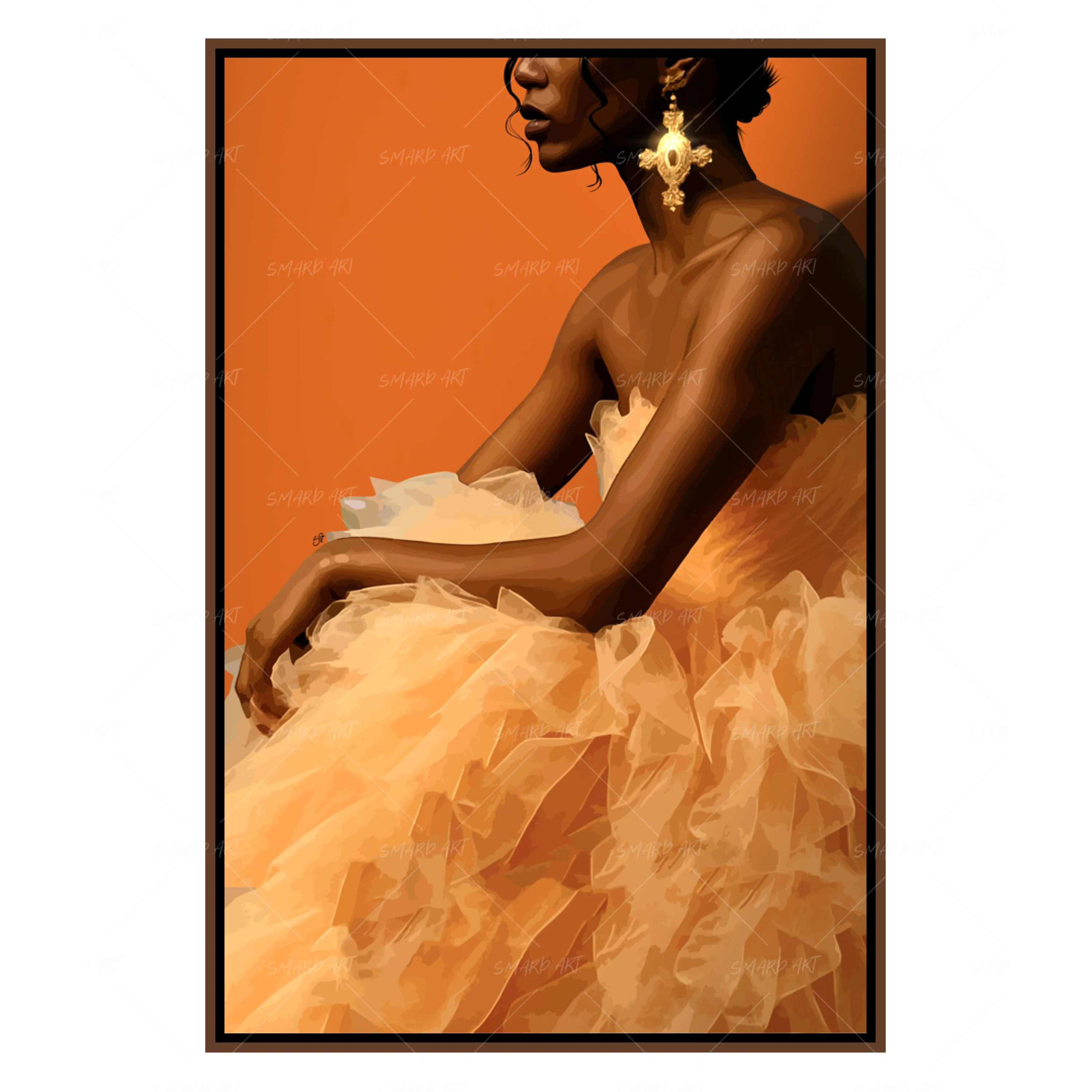 Ruffle Mode-wall art print featuring decorative artistic design suitable for living rooms, offices, and schools by SmardArt. Elevate your space with Black wall art that speaks to culture, identity, and creativity. At Smard, we celebrate artistry made with melanin, bringing powerful and inspiring designs to life.
