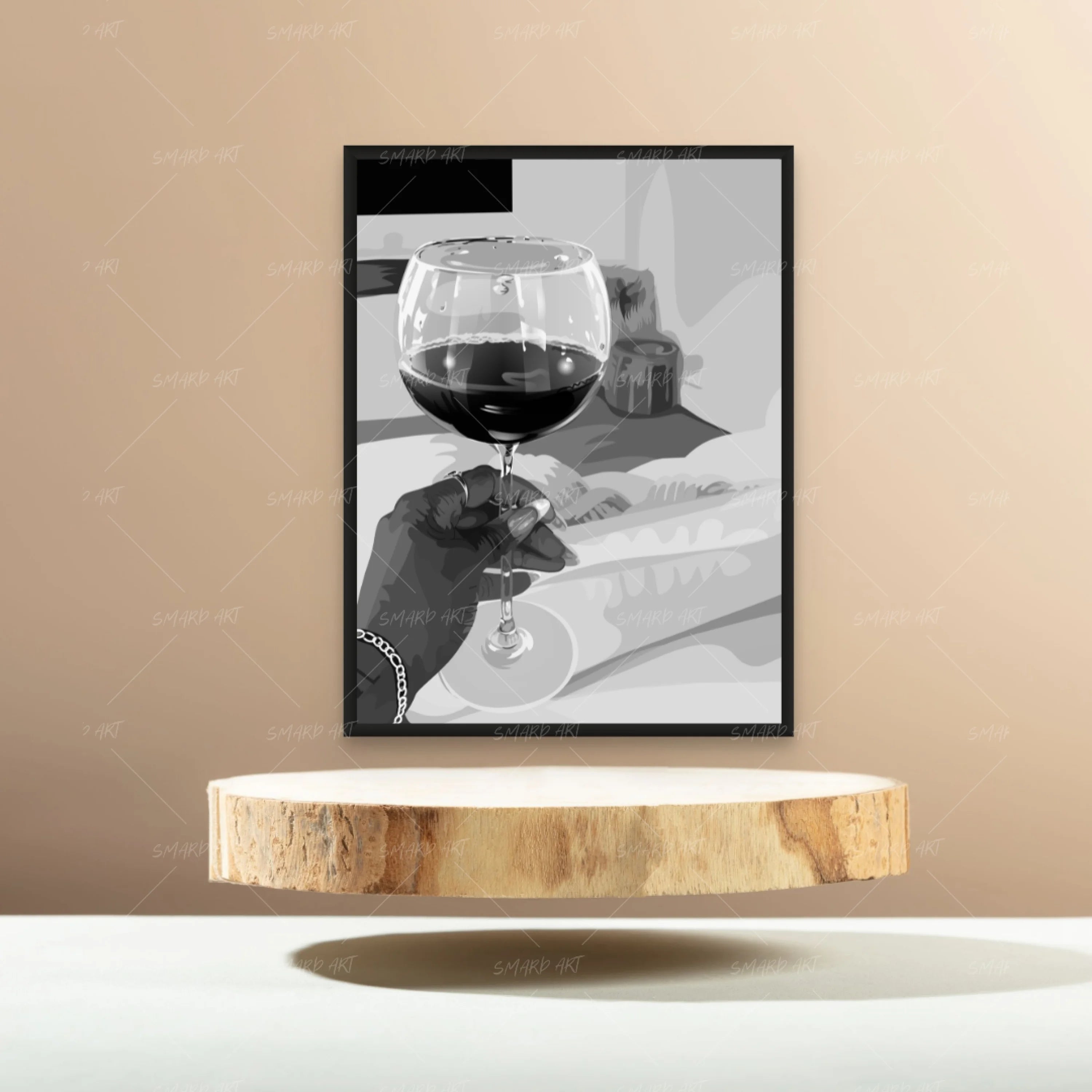 Red Wine (With Background) B&W-Smard