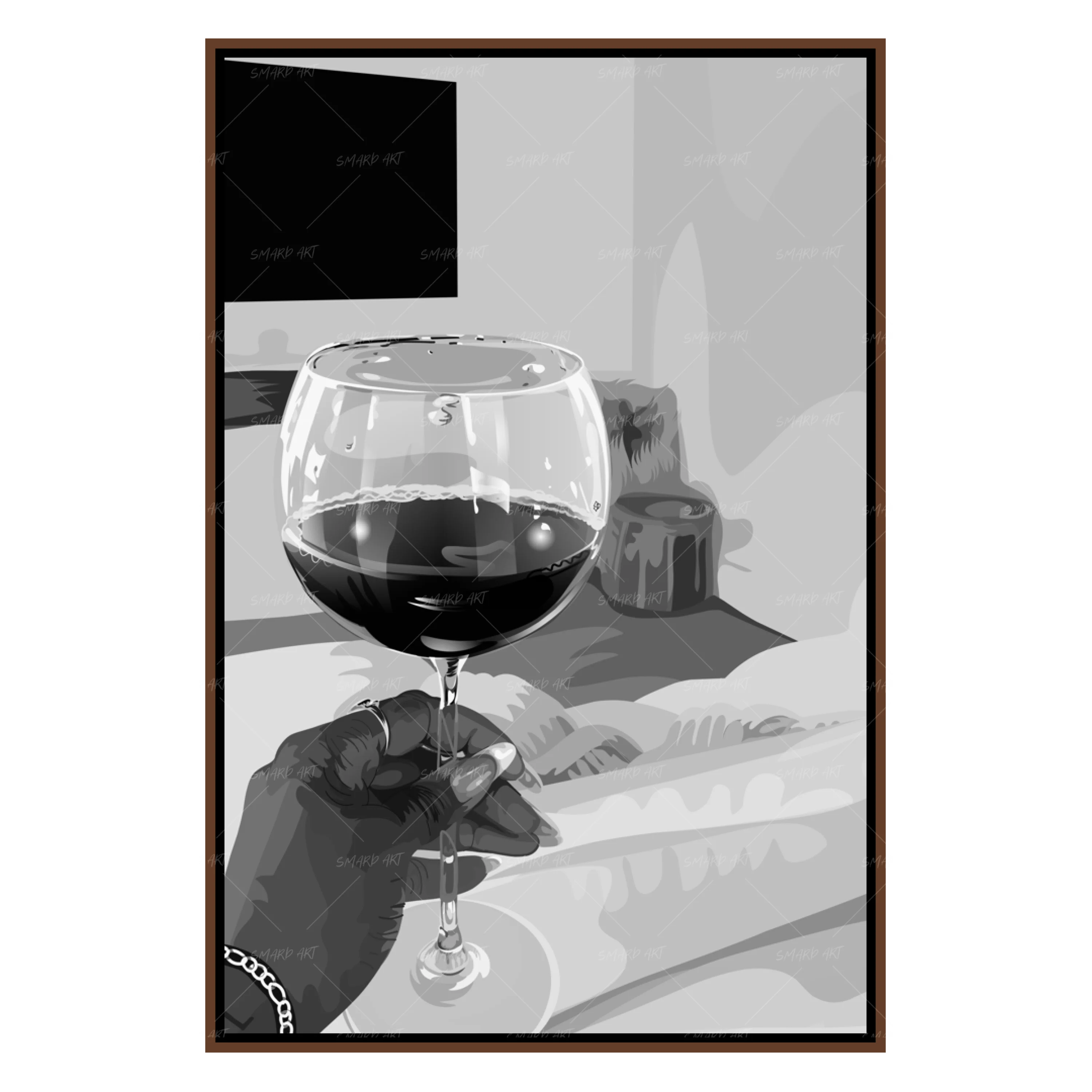 Red Wine (With Background) B&W-Smard