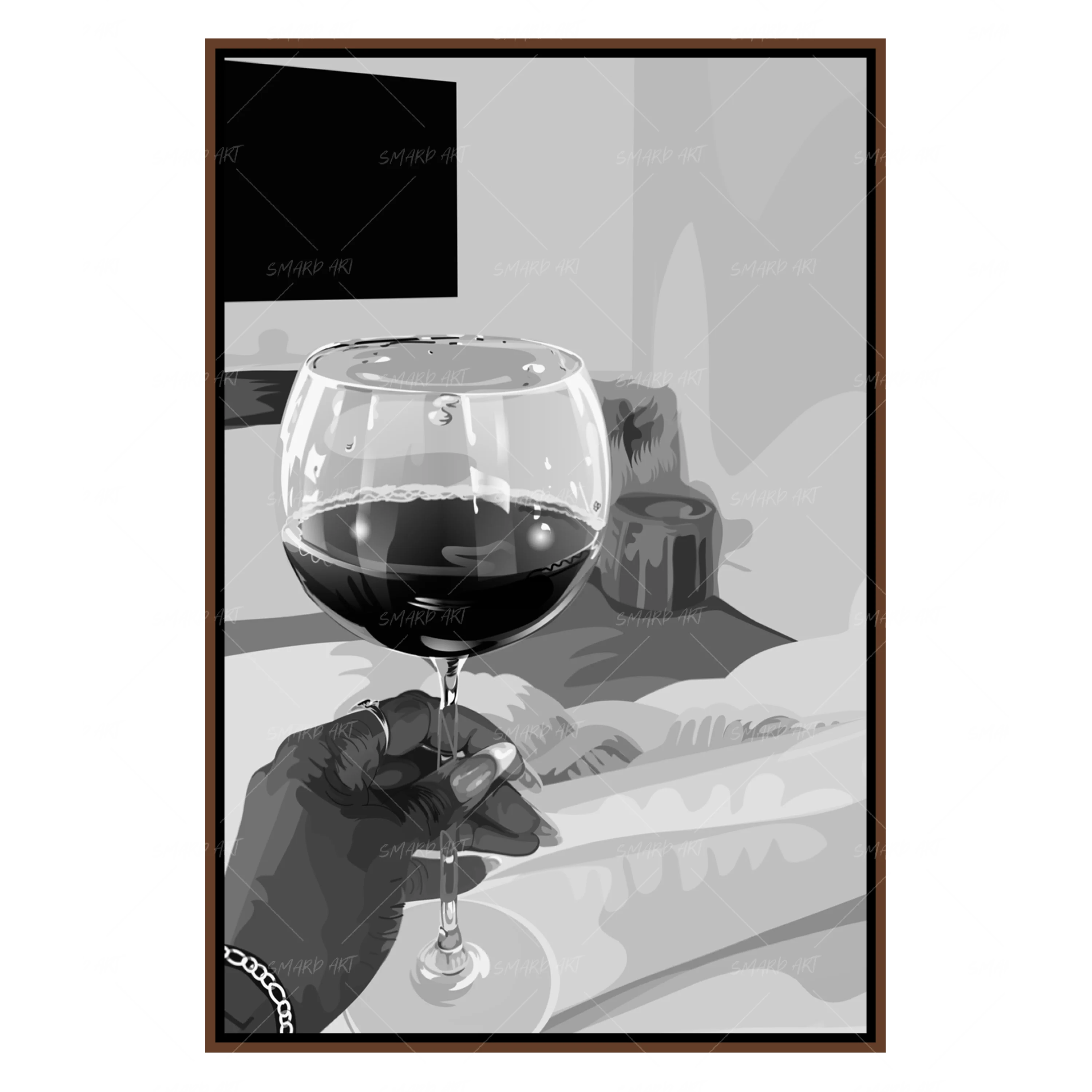 Red Wine (With Background) B&W-Smard
