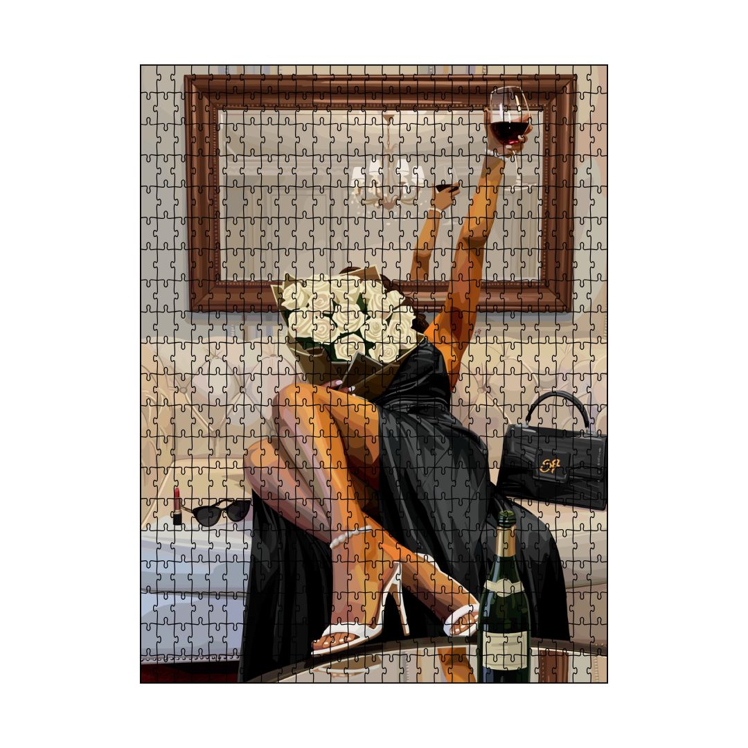 Romanticizing My Life Puzzle-wall art print featuring decorative artistic design suitable for living rooms, offices, and schools by SmardArt