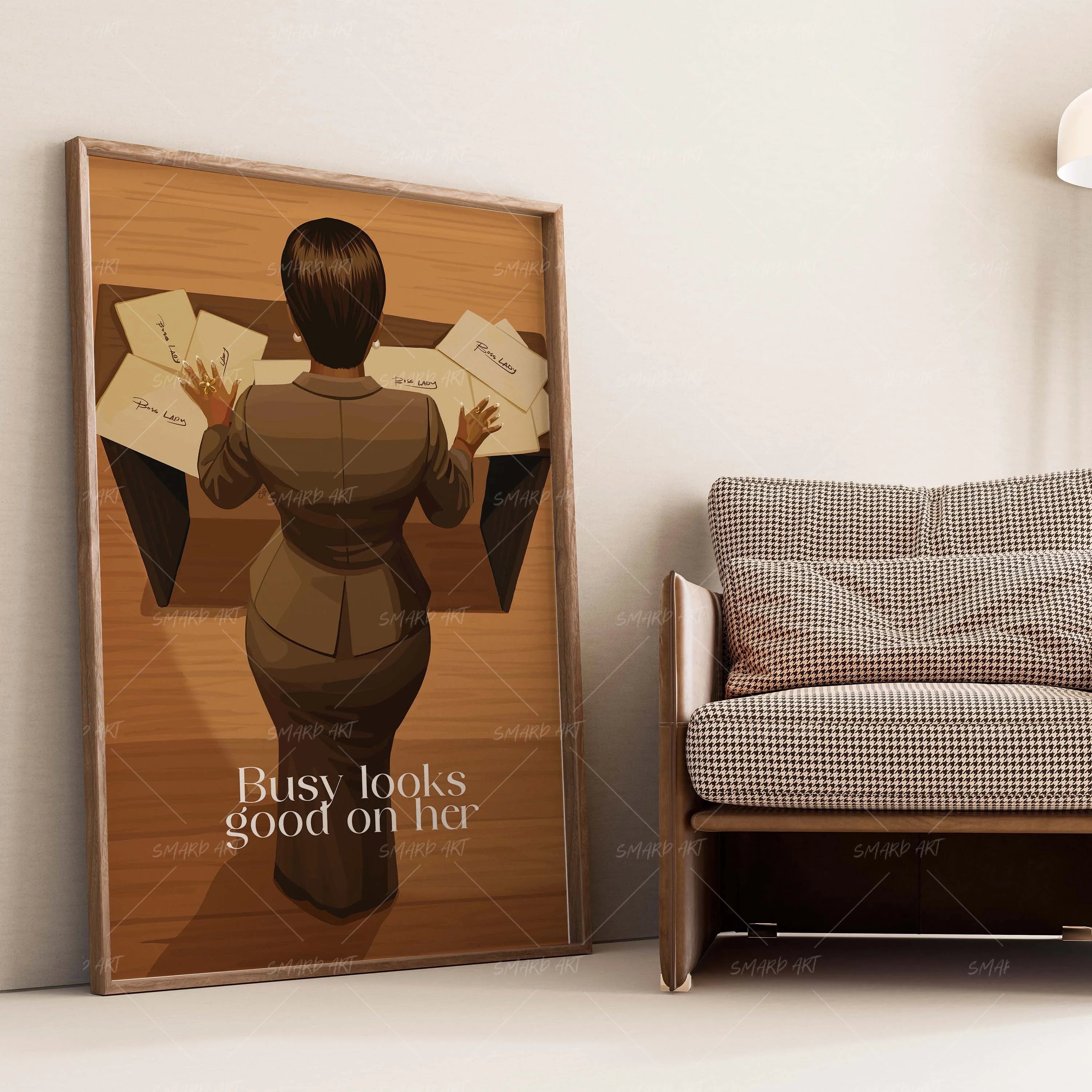 She Handles It-wall art print featuring decorative artistic design suitable for living rooms, offices, and schools by SmardArt. Elevate your space with Black wall art that speaks to culture, identity, and creativity. At Smard, we celebrate artistry made with melanin, bringing powerful and inspiring designs to life.