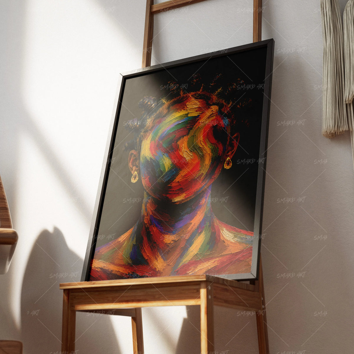 She's Art-wall art print featuring decorative artistic design suitable for living rooms, offices, and schools by SmardArt. Elevate your space with Black wall art that speaks to culture, identity, and creativity. At Smard, we celebrate artistry made with melanin, bringing powerful and inspiring designs to life.