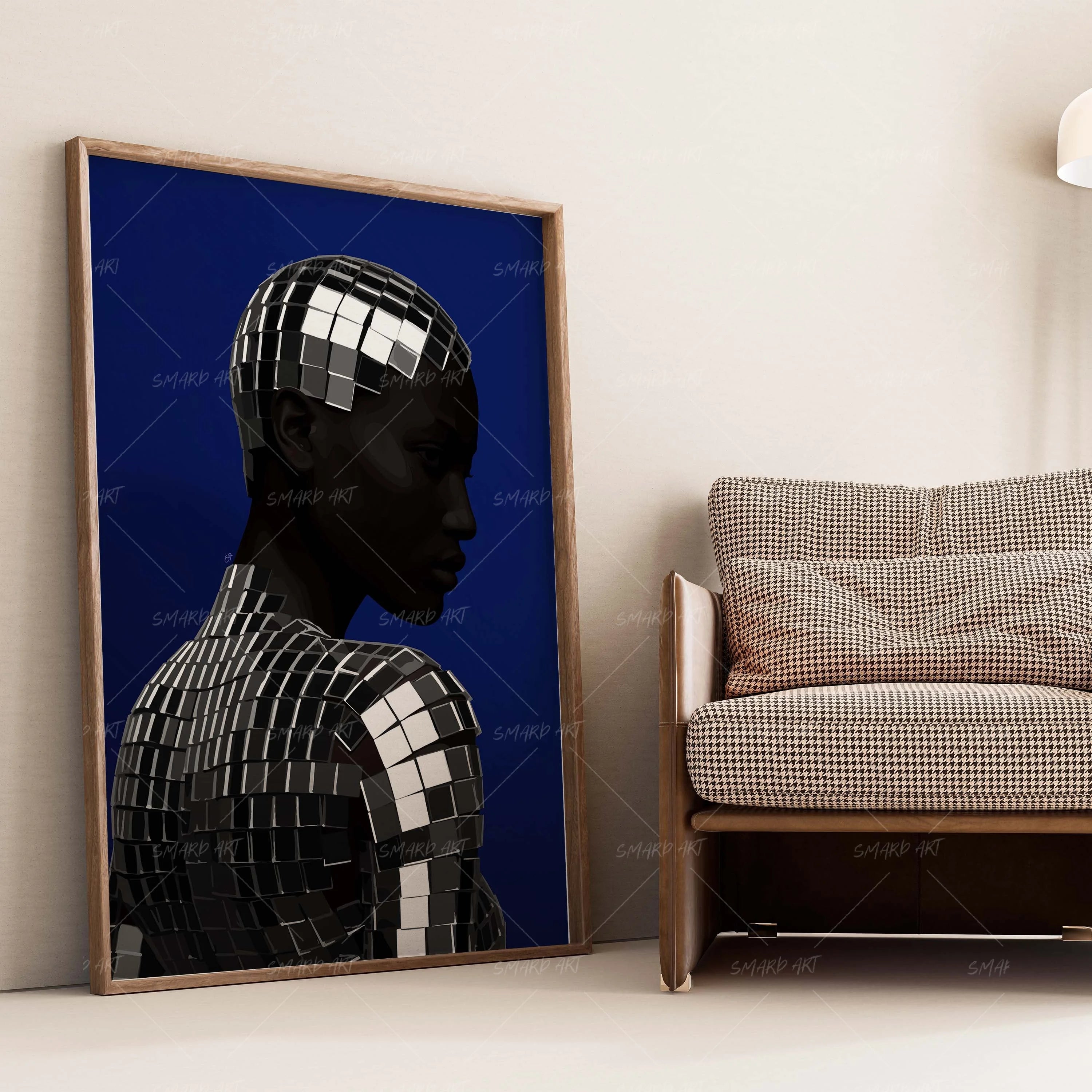 She Who Reflects-wall art print featuring decorative artistic design suitable for living rooms, offices, and schools by SmardArt. Elevate your space with Black wall art that speaks to culture, identity, and creativity. At Smard, we celebrate artistry made with melanin, bringing powerful and inspiring designs to life.
