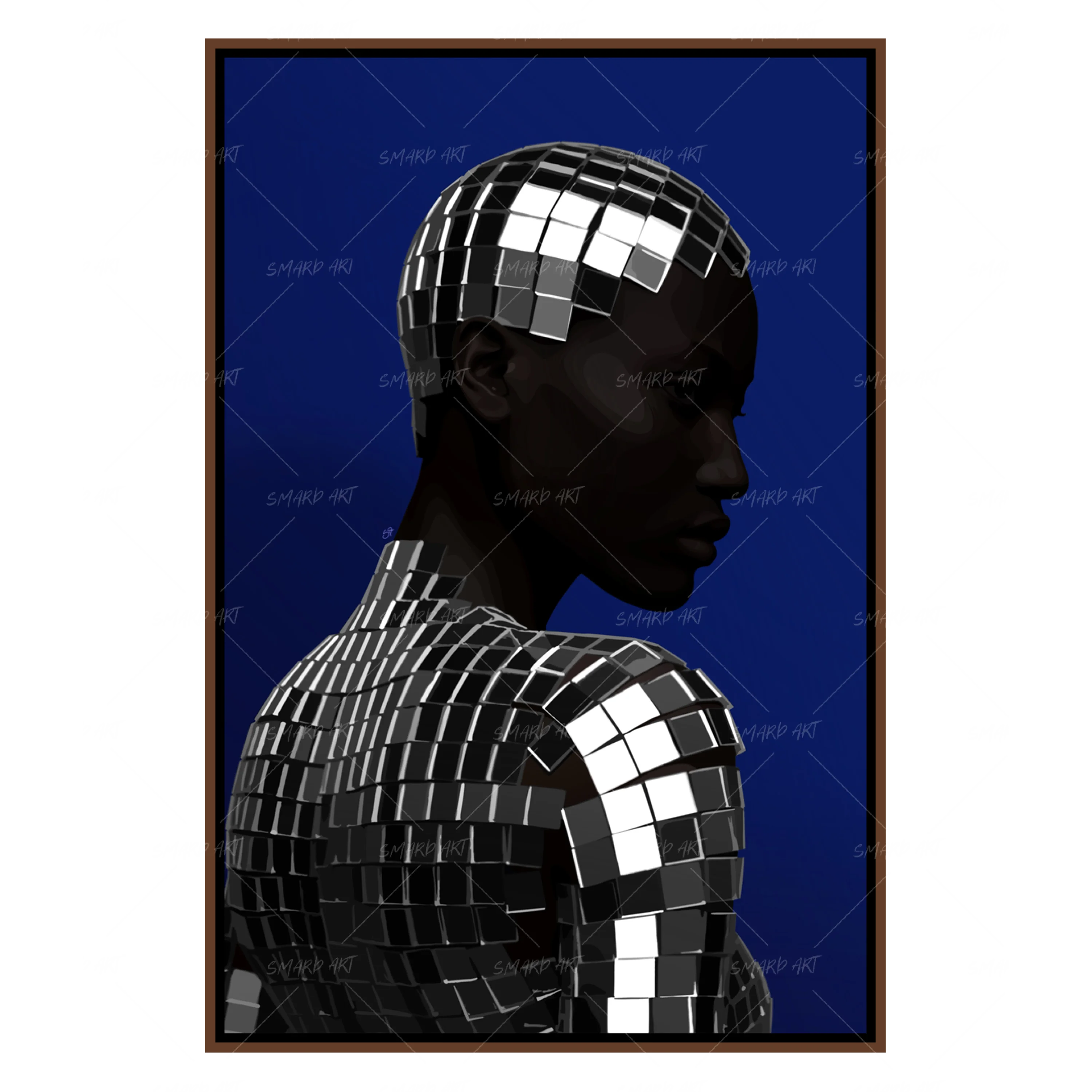 She Who Reflects-wall art print featuring decorative artistic design suitable for living rooms, offices, and schools by SmardArt. Elevate your space with Black wall art that speaks to culture, identity, and creativity. At Smard, we celebrate artistry made with melanin, bringing powerful and inspiring designs to life.