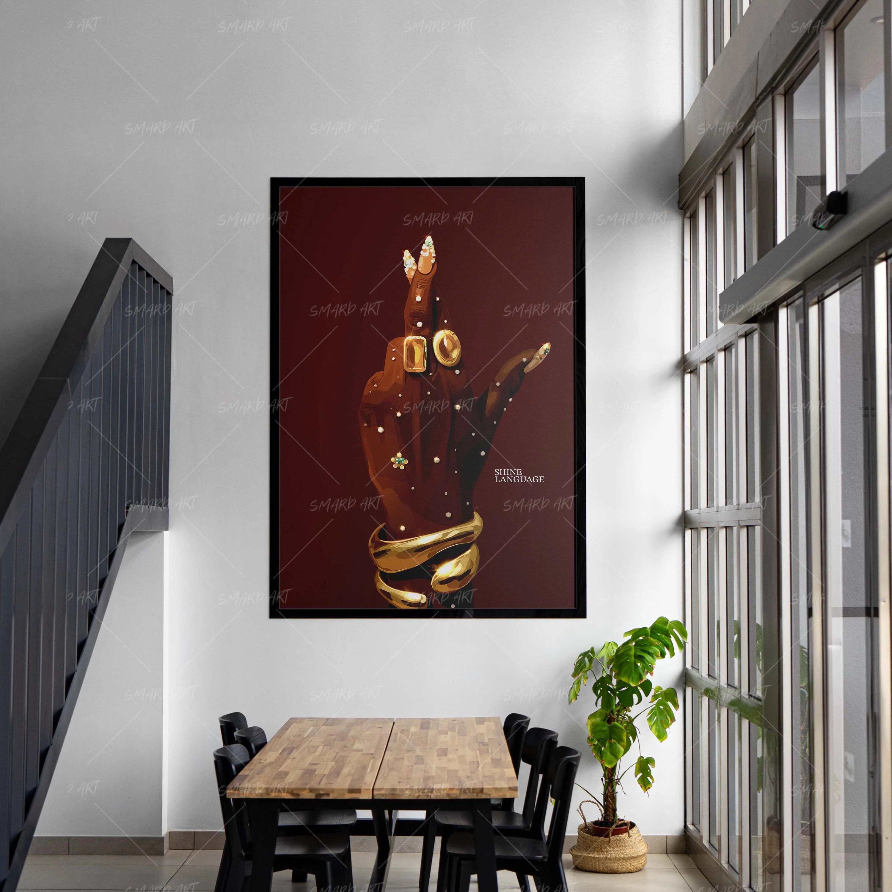 Shine Language-wall art print featuring decorative artistic design suitable for living rooms, offices, and schools by SmardArt. Elevate your space with Black wall art that speaks to culture, identity, and creativity. At Smard, we celebrate artistry made with melanin, bringing powerful and inspiring designs to life.