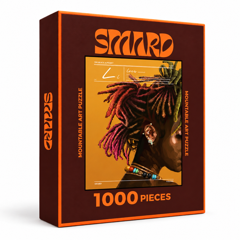 Side Profile Locs Puzzle-wall art print featuring decorative artistic design suitable for living rooms, offices, and schools by SmardArt. Elevate your space with Black wall art that speaks to culture, identity, and creativity. At Smard, we celebrate artistry made with melanin, bringing powerful and inspiring designs to life.