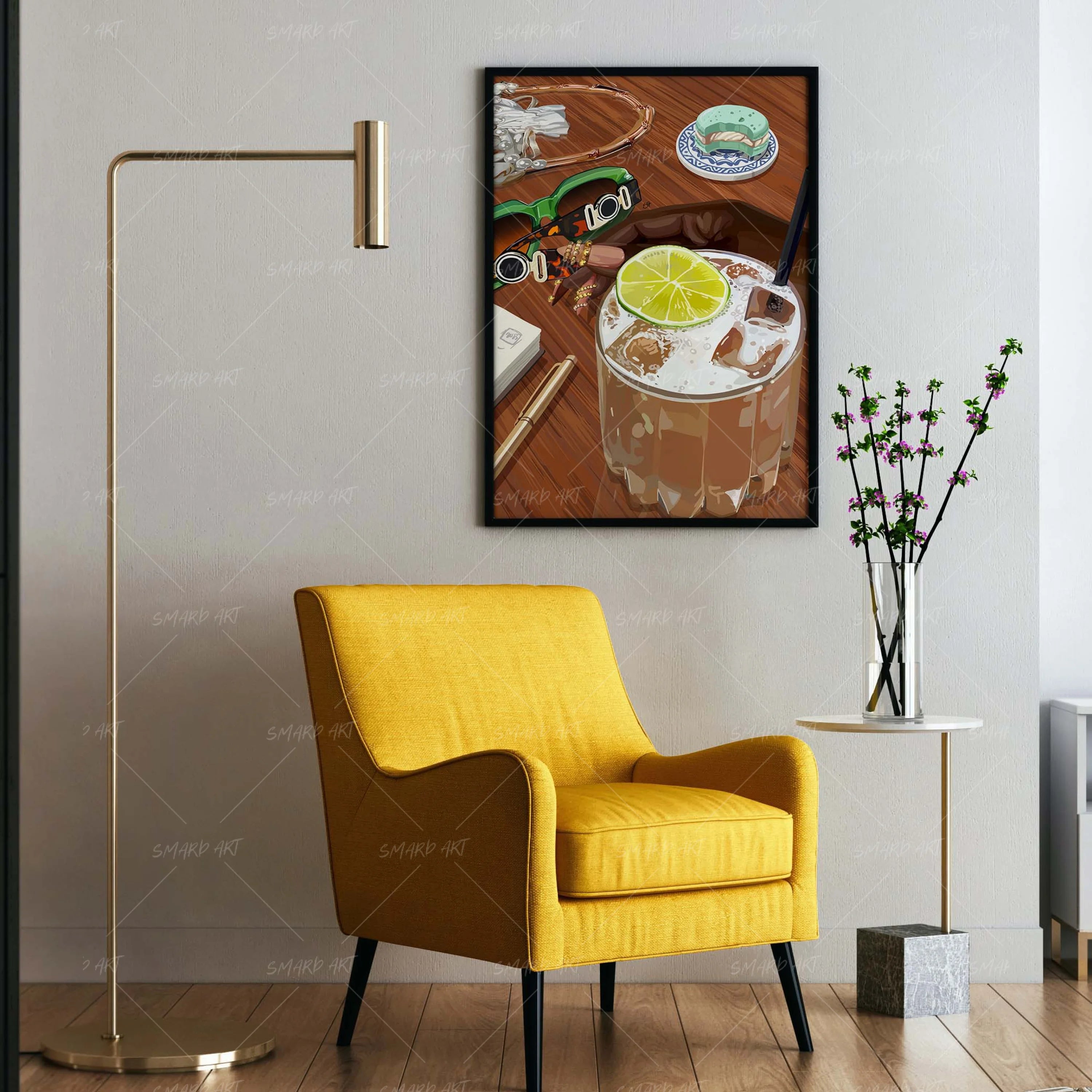 Sip & Sit-wall art print featuring decorative artistic design suitable for living rooms, offices, and schools by SmardArt. Elevate your space with Black wall art that speaks to culture, identity, and creativity. At Smard, we celebrate artistry made with melanin, bringing powerful and inspiring designs to life.