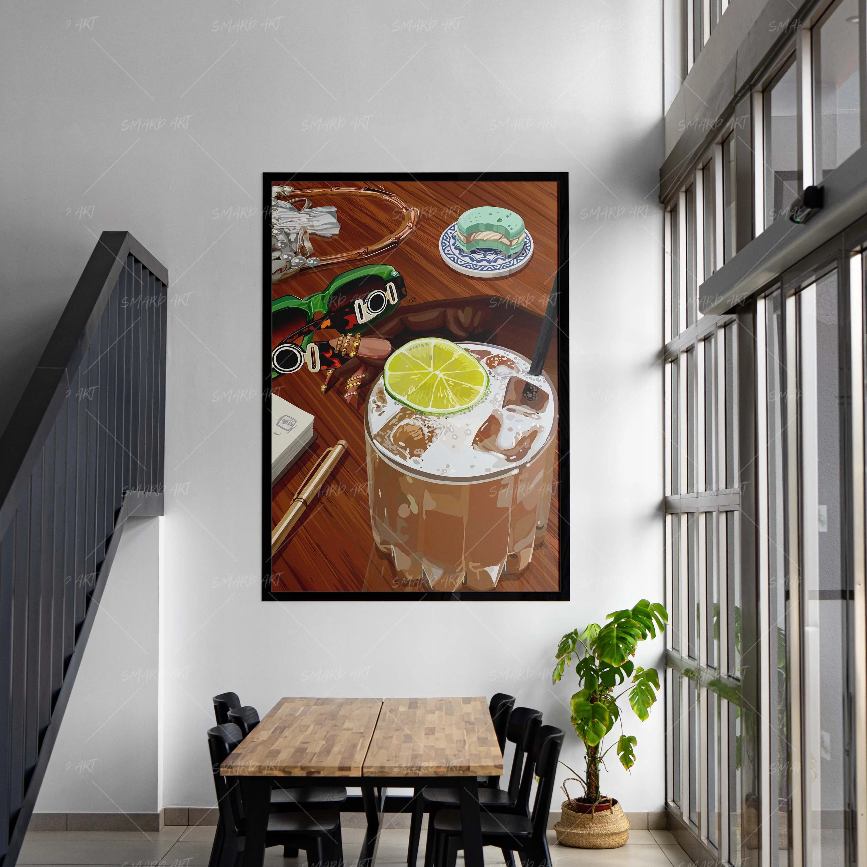 Sip & Sit-wall art print featuring decorative artistic design suitable for living rooms, offices, and schools by SmardArt. Elevate your space with Black wall art that speaks to culture, identity, and creativity. At Smard, we celebrate artistry made with melanin, bringing powerful and inspiring designs to life.