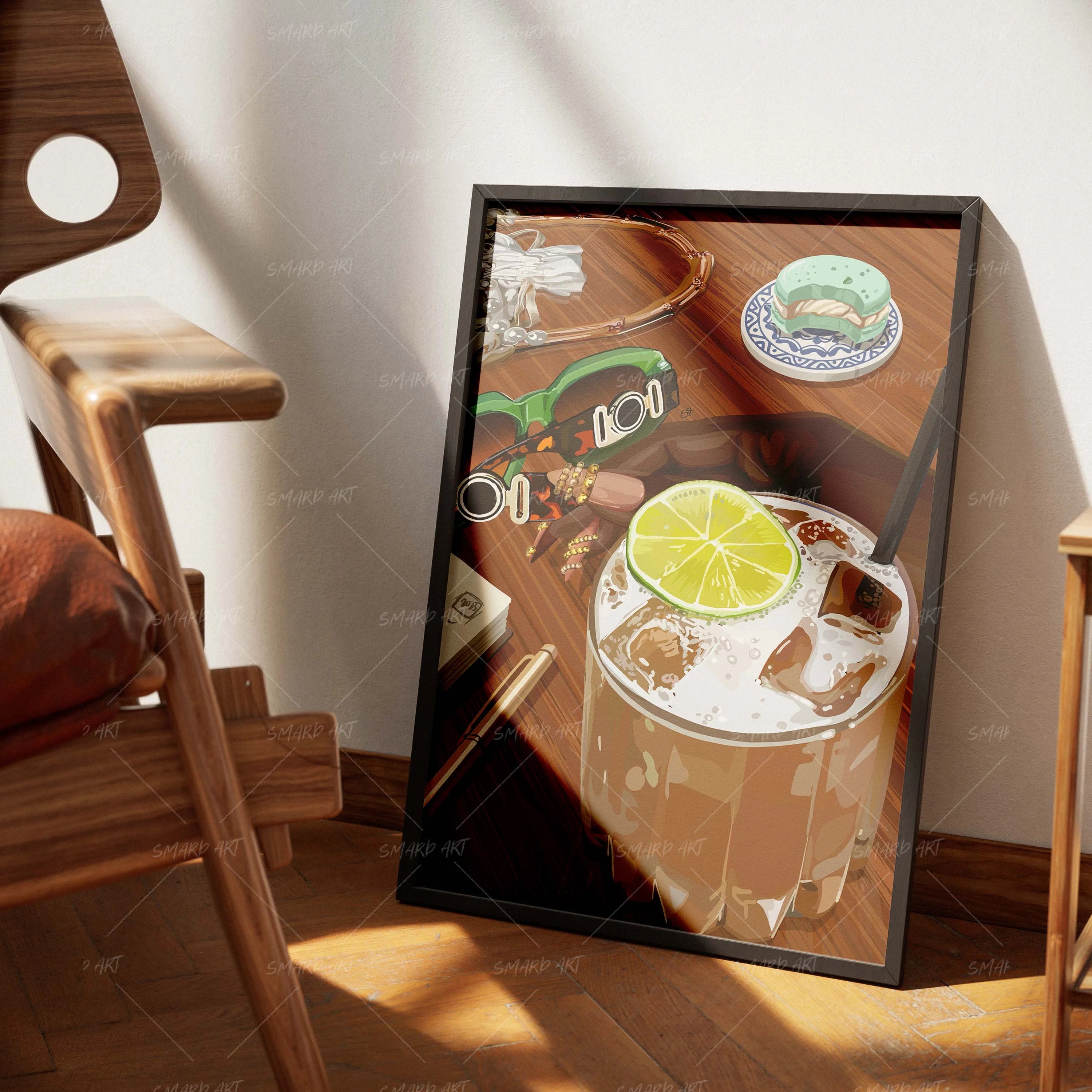 Sip & Sit-wall art print featuring decorative artistic design suitable for living rooms, offices, and schools by SmardArt. Elevate your space with Black wall art that speaks to culture, identity, and creativity. At Smard, we celebrate artistry made with melanin, bringing powerful and inspiring designs to life.
