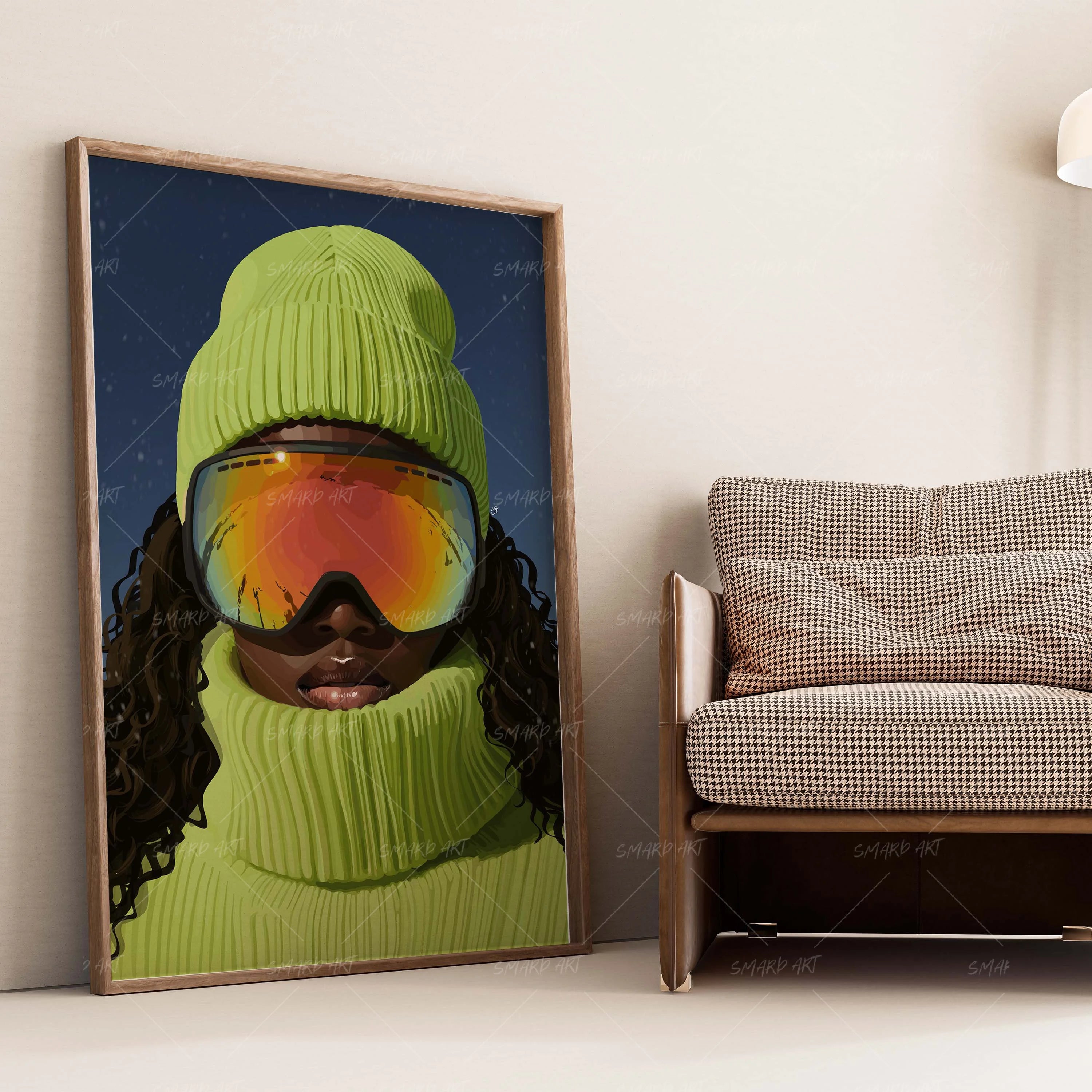 Ski Glam-wall art print featuring decorative artistic design suitable for living rooms, offices, and schools by SmardArt. Elevate your space with Black wall art that speaks to culture, identity, and creativity. At Smard, we celebrate artistry made with melanin, bringing powerful and inspiring designs to life.