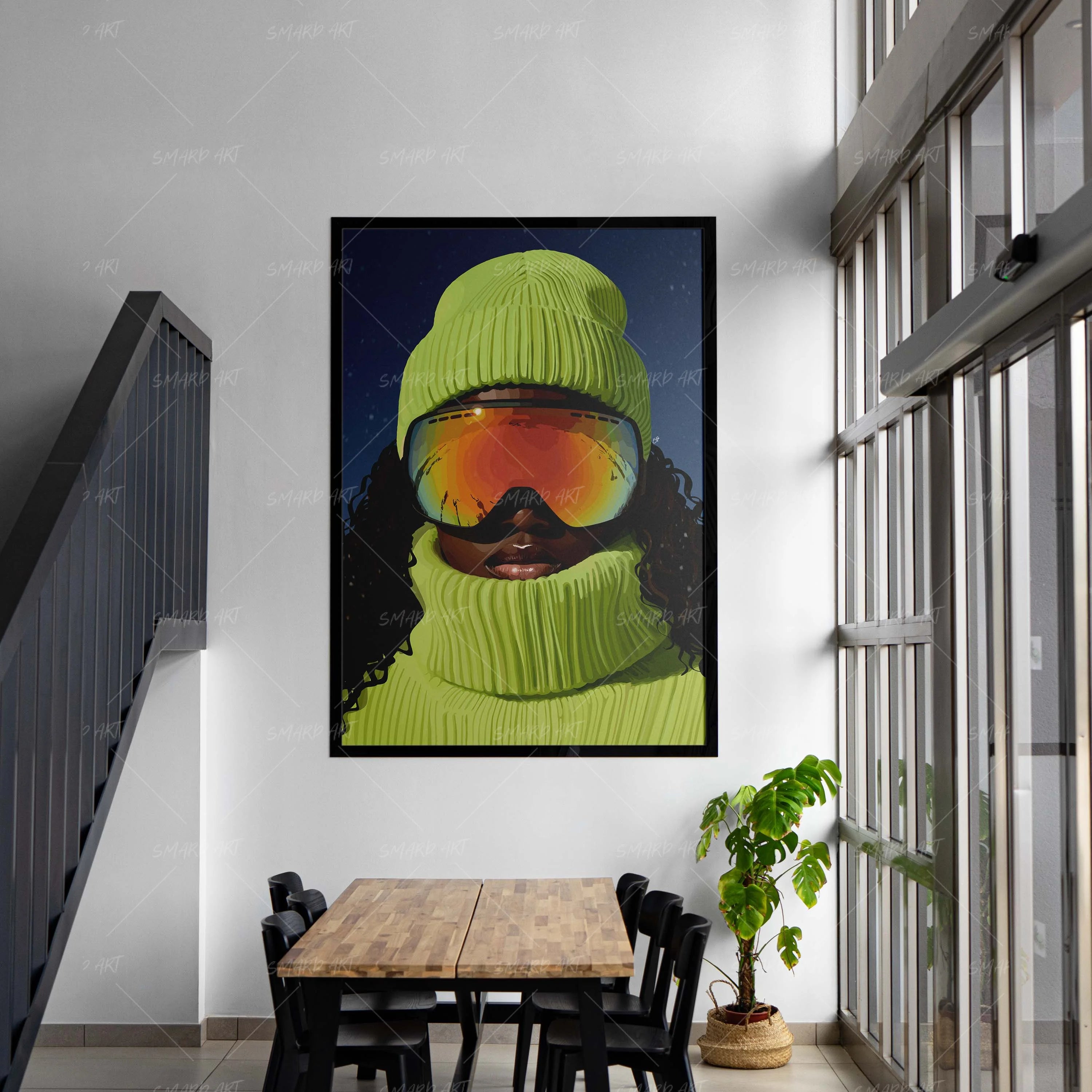 Ski Glam-wall art print featuring decorative artistic design suitable for living rooms, offices, and schools by SmardArt. Elevate your space with Black wall art that speaks to culture, identity, and creativity. At Smard, we celebrate artistry made with melanin, bringing powerful and inspiring designs to life.