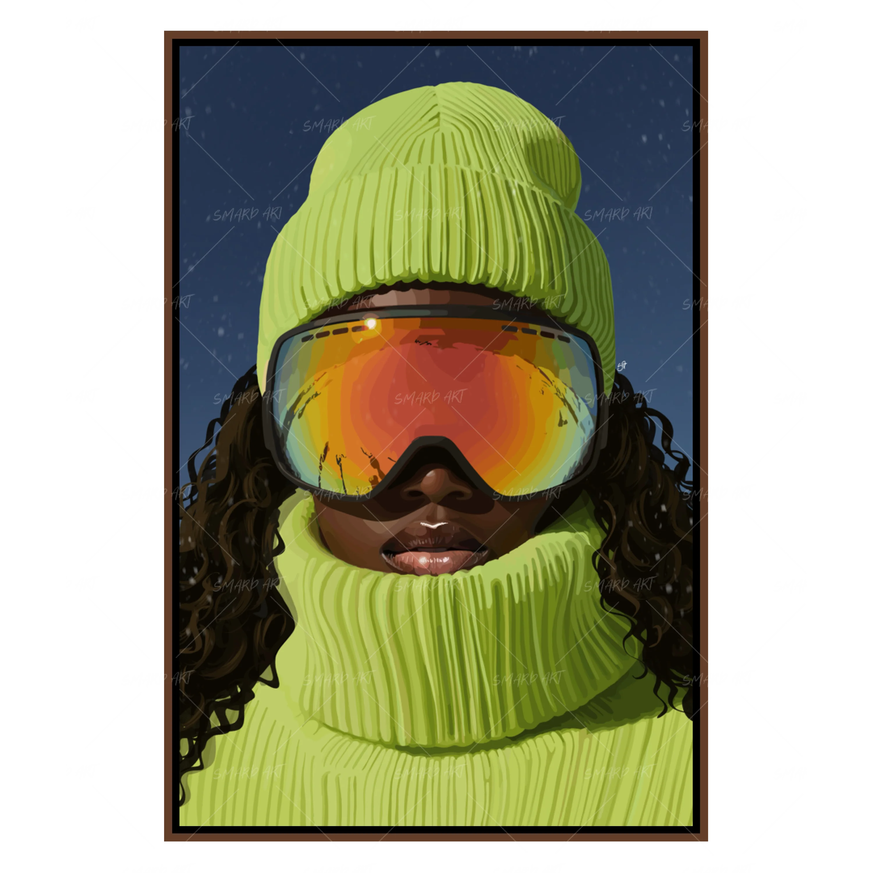 Ski Glam-wall art print featuring decorative artistic design suitable for living rooms, offices, and schools by SmardArt. Elevate your space with Black wall art that speaks to culture, identity, and creativity. At Smard, we celebrate artistry made with melanin, bringing powerful and inspiring designs to life.