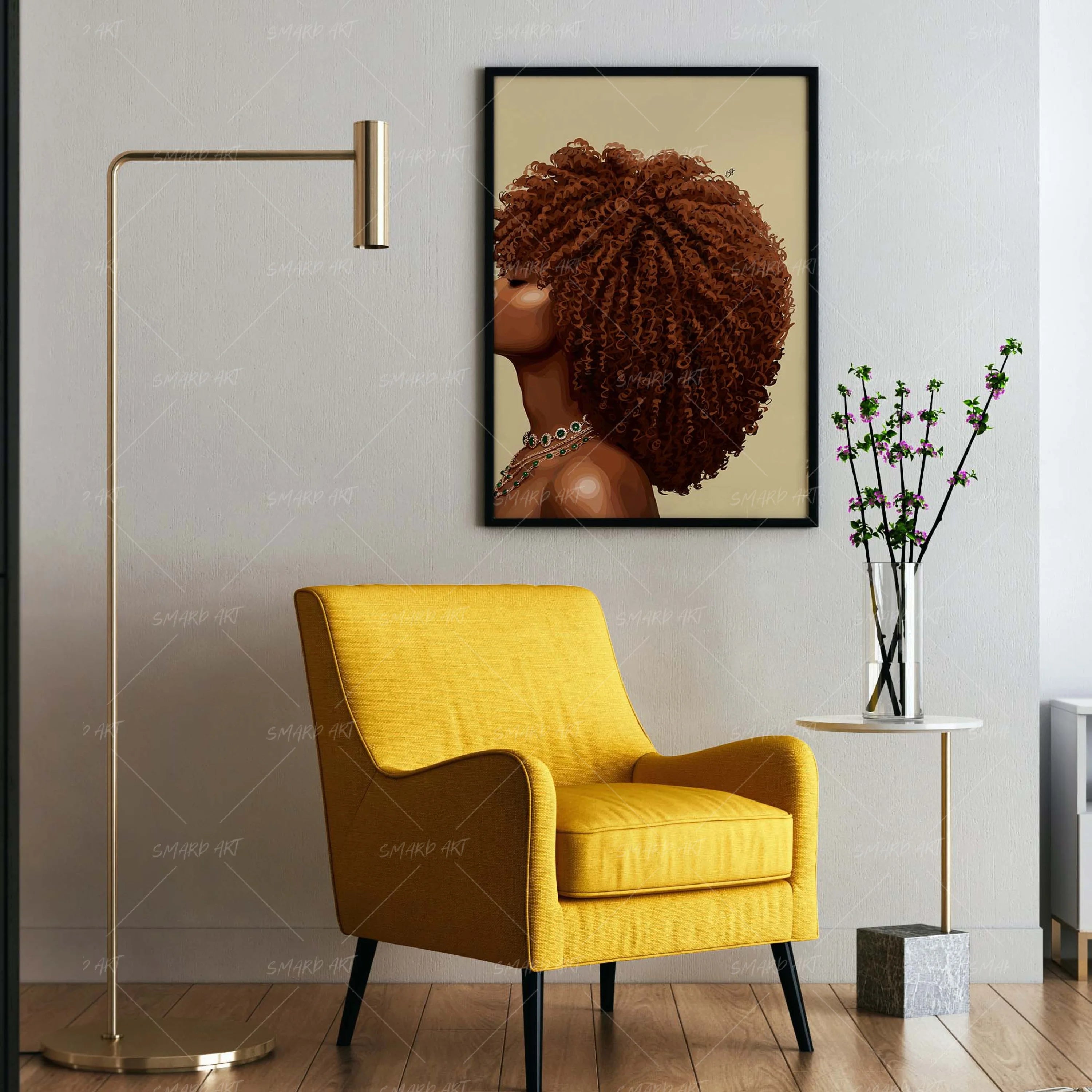 Sky High Strands-wall art print featuring decorative artistic design suitable for living rooms, offices, and schools by SmardArt. Elevate your space with Black wall art that speaks to culture, identity, and creativity. At Smard, we celebrate artistry made with melanin, bringing powerful and inspiring designs to life.