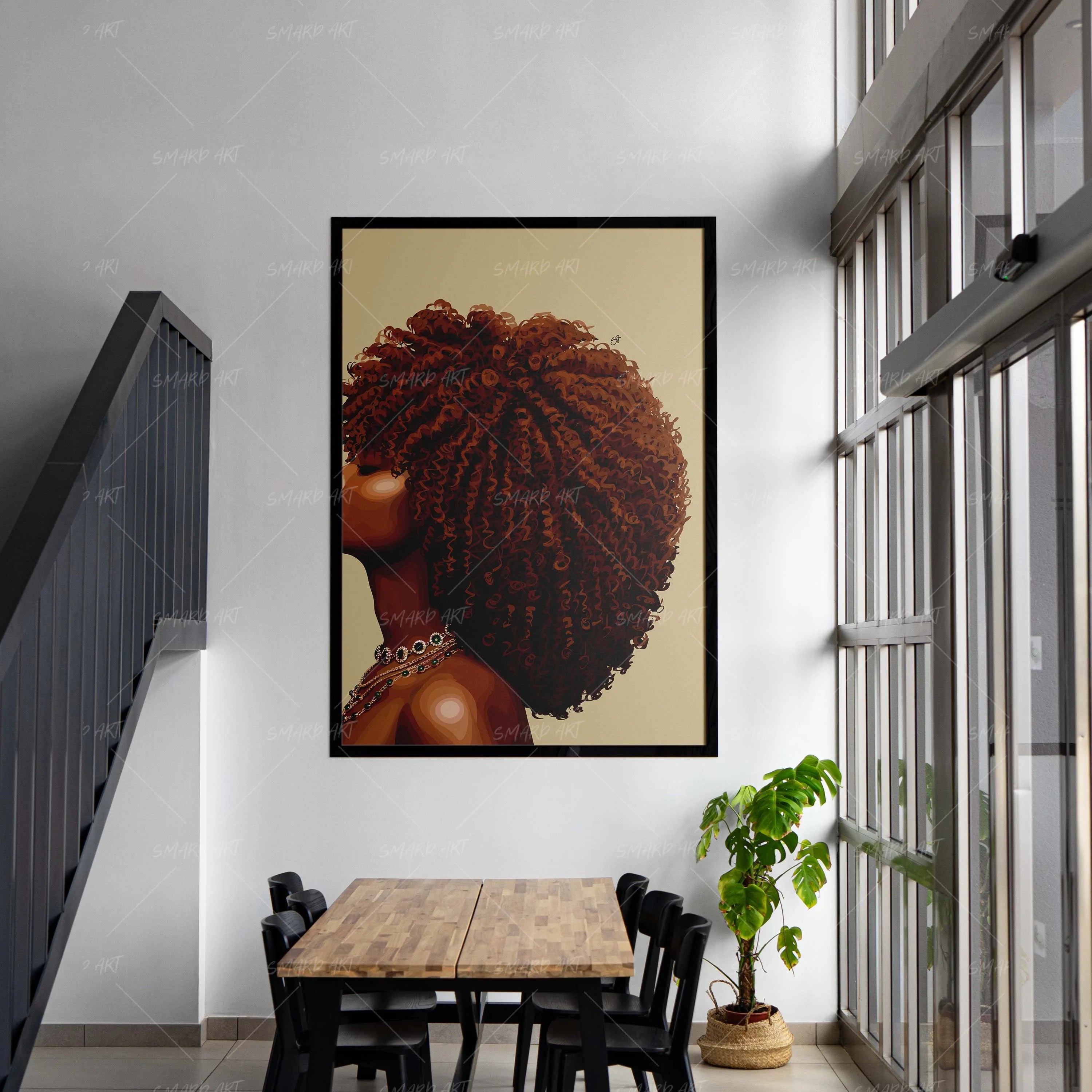 Sky High Strands-wall art print featuring decorative artistic design suitable for living rooms, offices, and schools by SmardArt. Elevate your space with Black wall art that speaks to culture, identity, and creativity. At Smard, we celebrate artistry made with melanin, bringing powerful and inspiring designs to life.